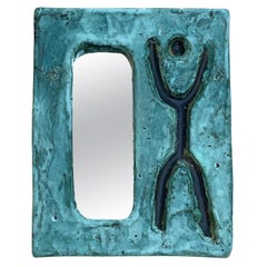 Glazed ceramic mirror, Galerie Palissy Vallauris 1960's