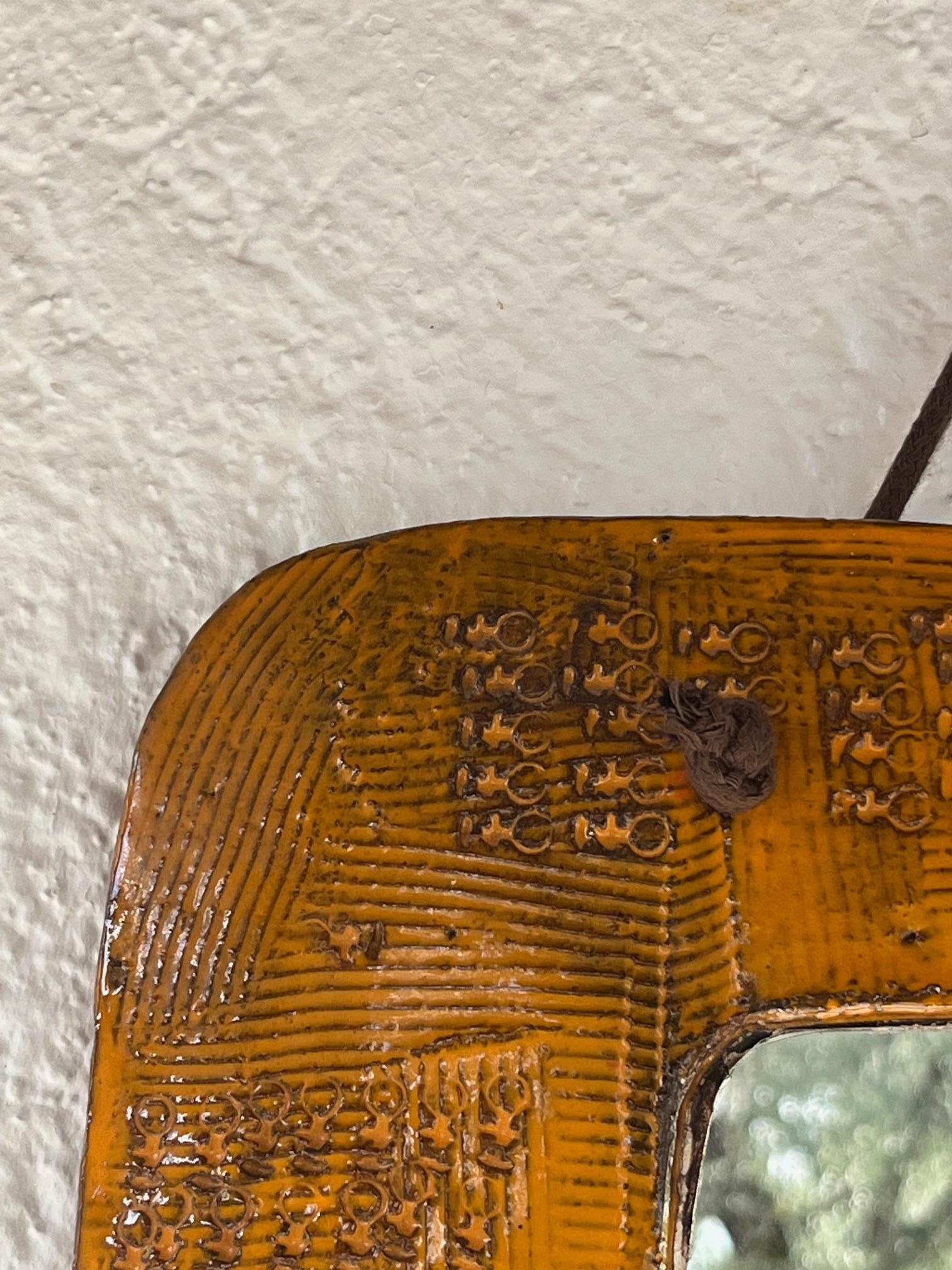 Mid-Century Modern Glazed ceramic mirror, Juliette Derel, Vallauris circa 1955 For Sale