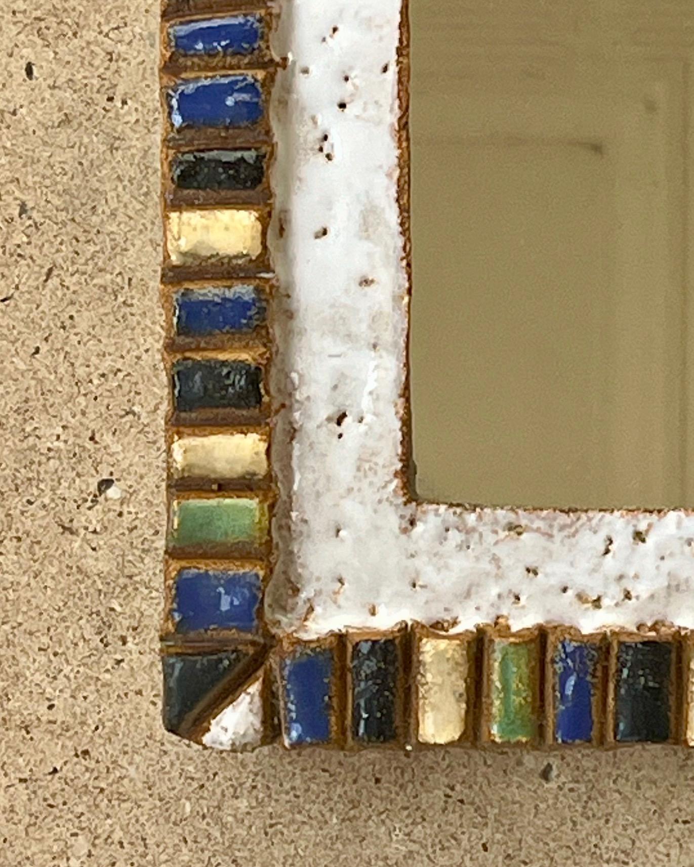 Européen Miroir en céramique émaillée, Les Argonautes, Vallauris, vers 1960 en vente