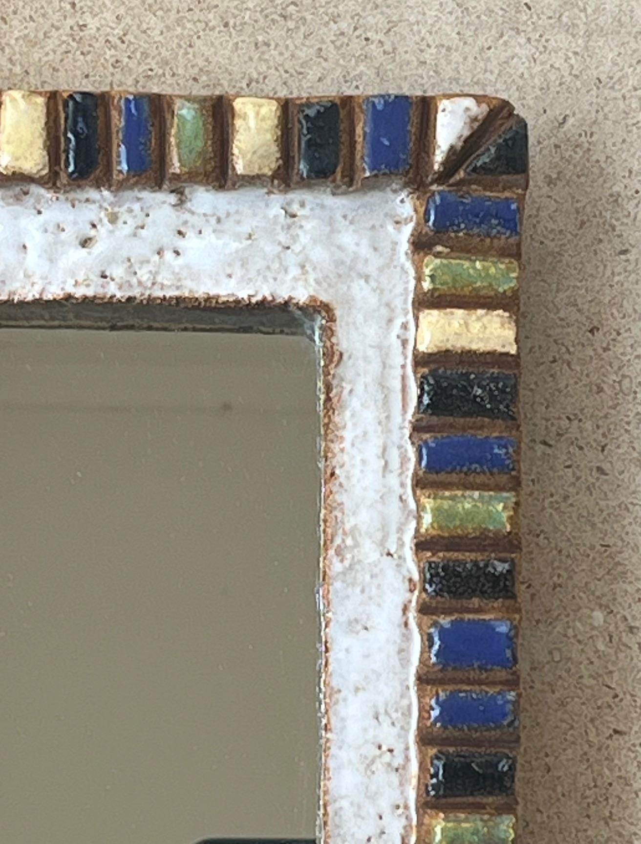 Miroir en céramique émaillée, Les Argonautes, Vallauris, vers 1960 Bon état - En vente à Paris, Ile-de-France