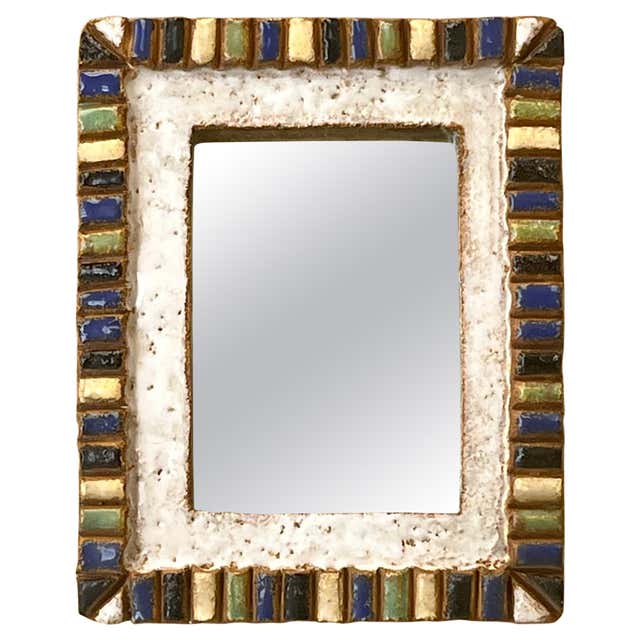 Rectangular Mosaic Mirror In Glazed Ceramic Mid Century Modern Spain rectangular-mosaic-mirror-in-glazed-ceramic-mid-century-modern-spain