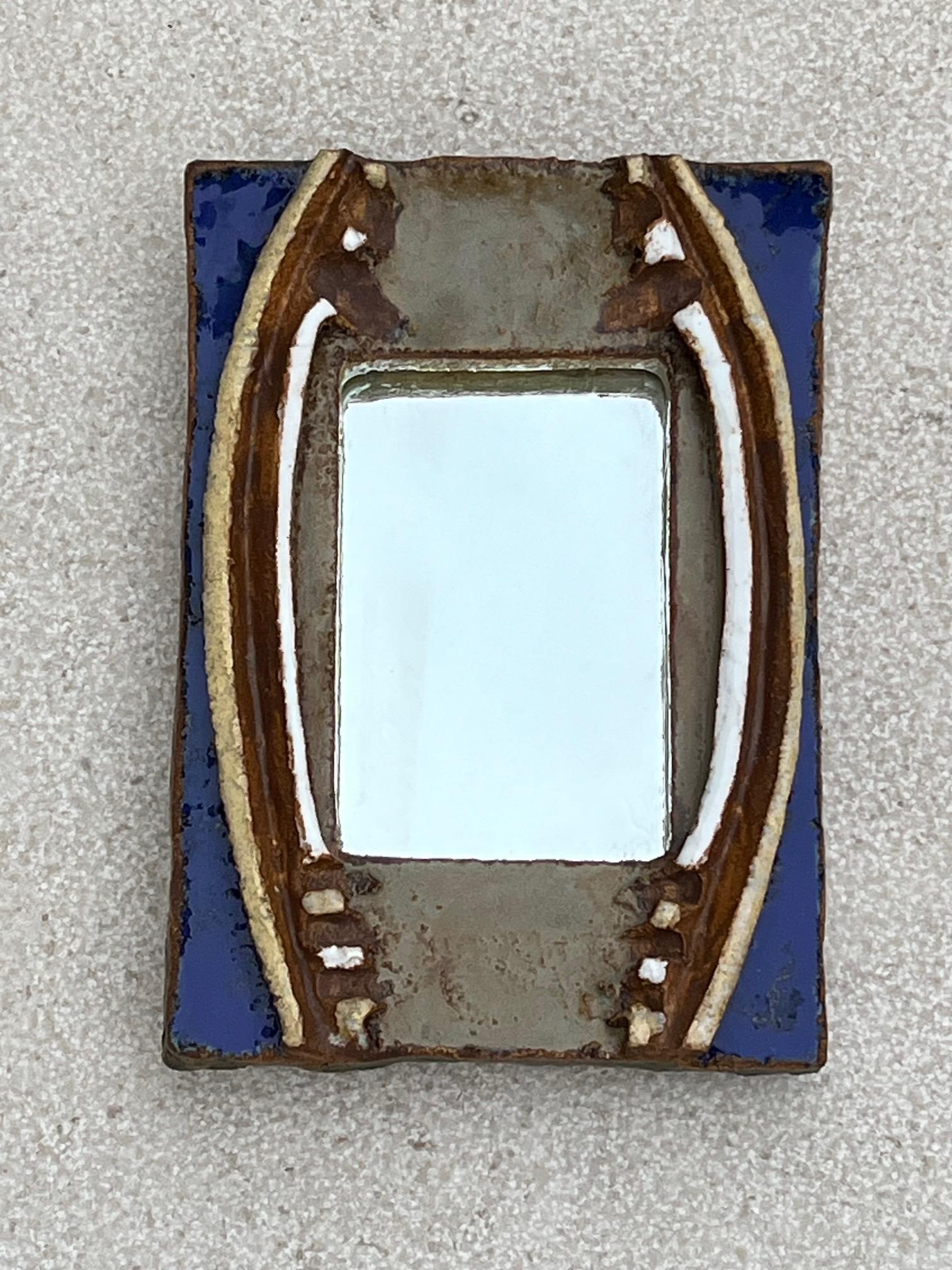 Mid-Century Modern Miroir en céramique émaillée, Les Argonautes, Vallauris, vers 1965 en vente