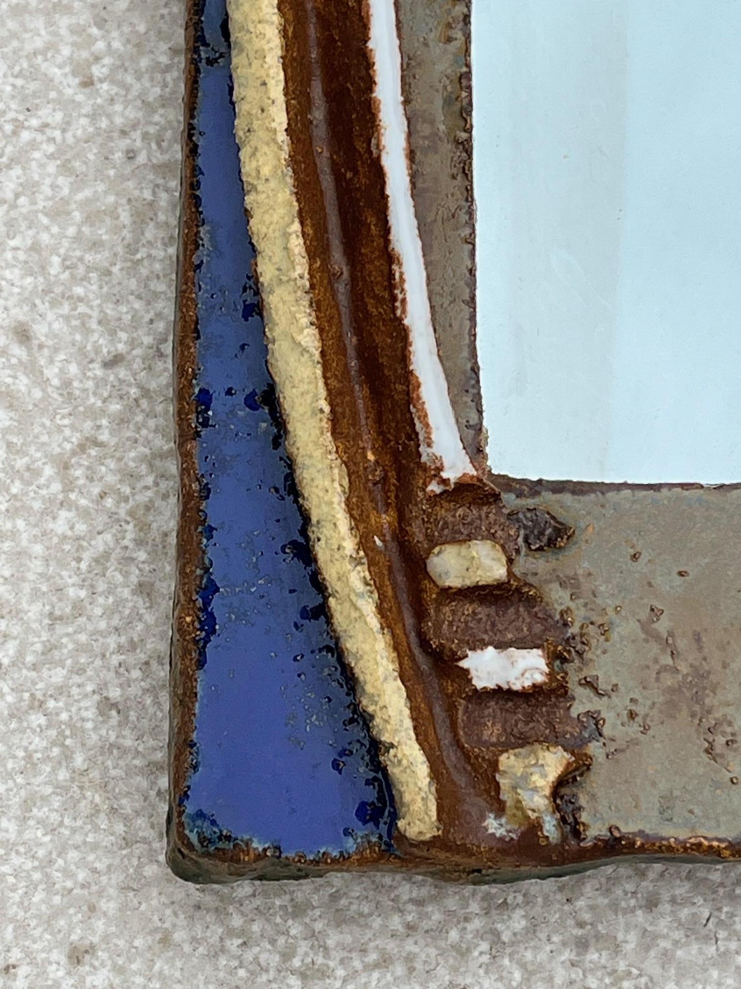 Miroir en céramique émaillée, Les Argonautes, Vallauris, vers 1965 Bon état - En vente à Paris, Ile-de-France