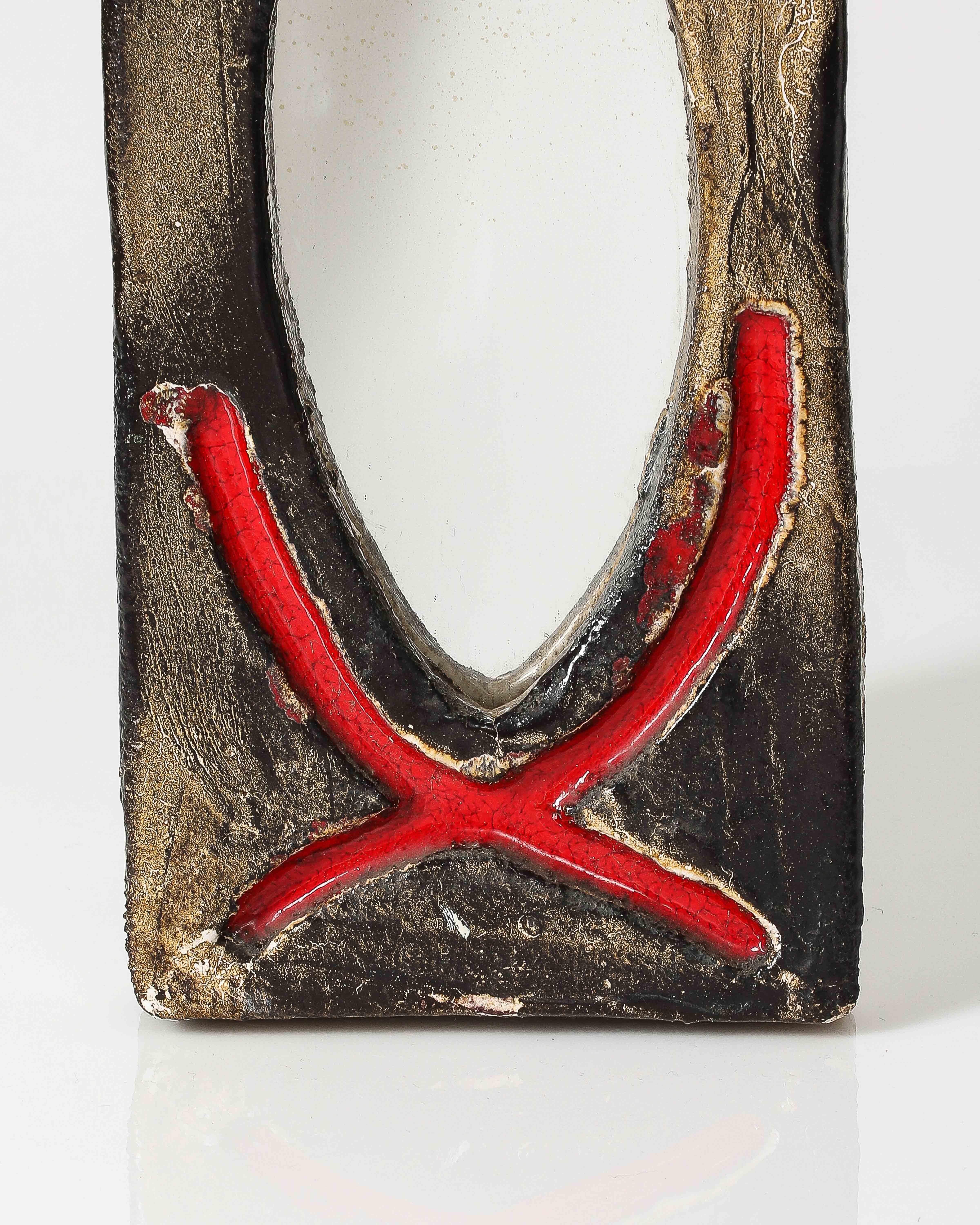Mid-20th Century Glazed Ceramic Mirror, Vallauris, France, c. 1960 For Sale
