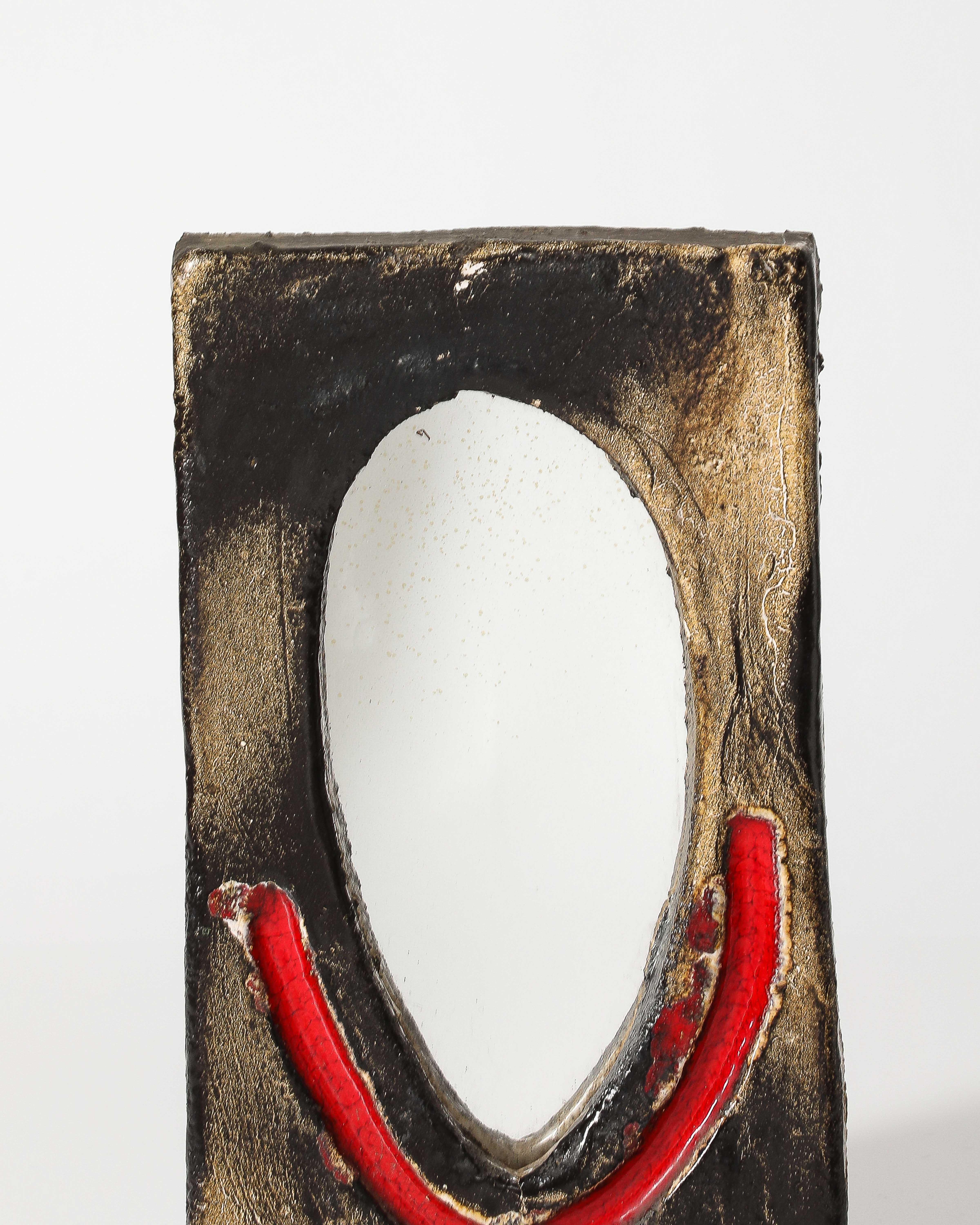 Glazed Ceramic Mirror, Vallauris, France, c. 1960 For Sale 1