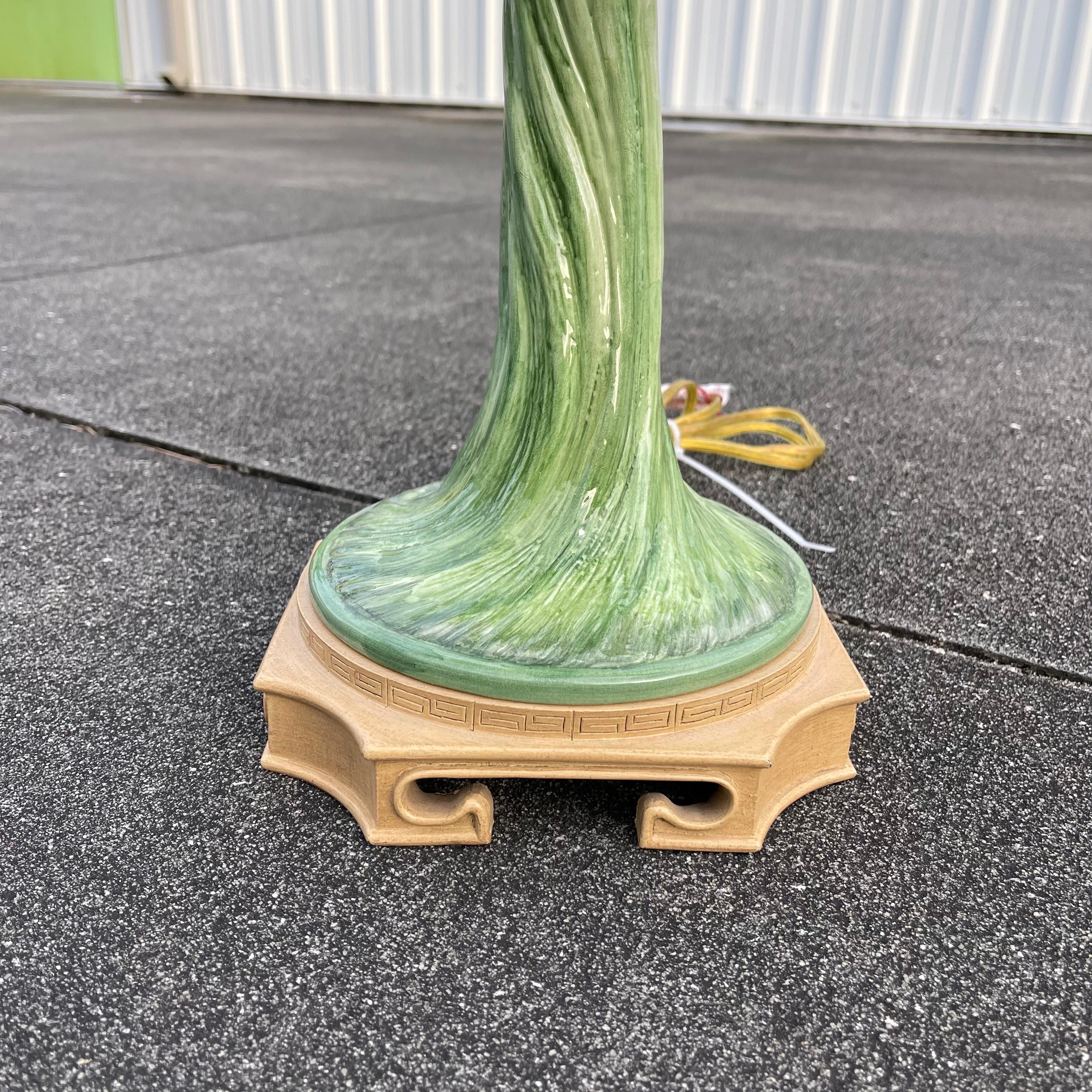 Glazed Ceramic Palm Tree Form Table Lamp In Good Condition For Sale In Jensen Beach, FL