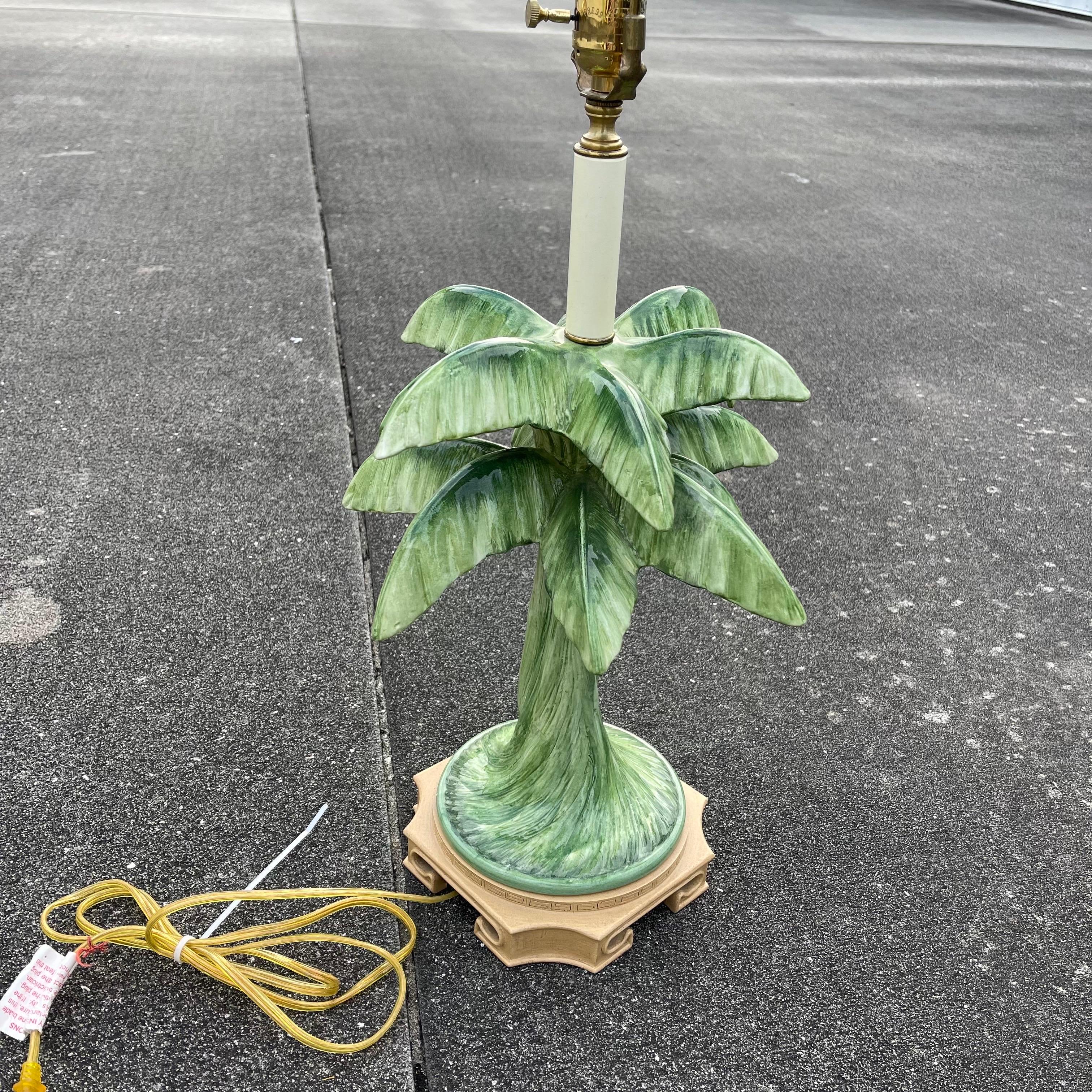 Glazed Ceramic Palm Tree Form Table Lamp For Sale 1