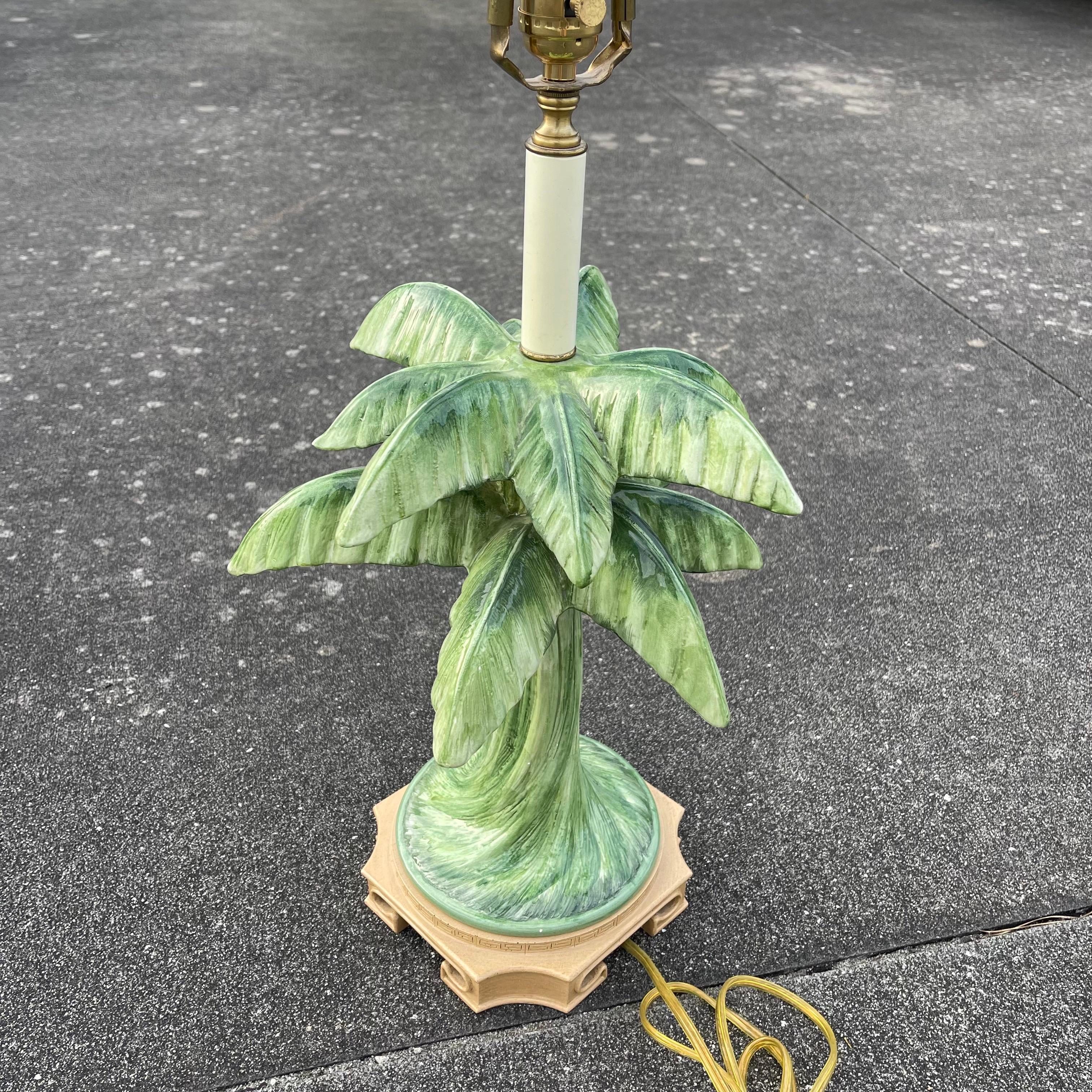 Glazed Ceramic Palm Tree Form Table Lamp For Sale 2