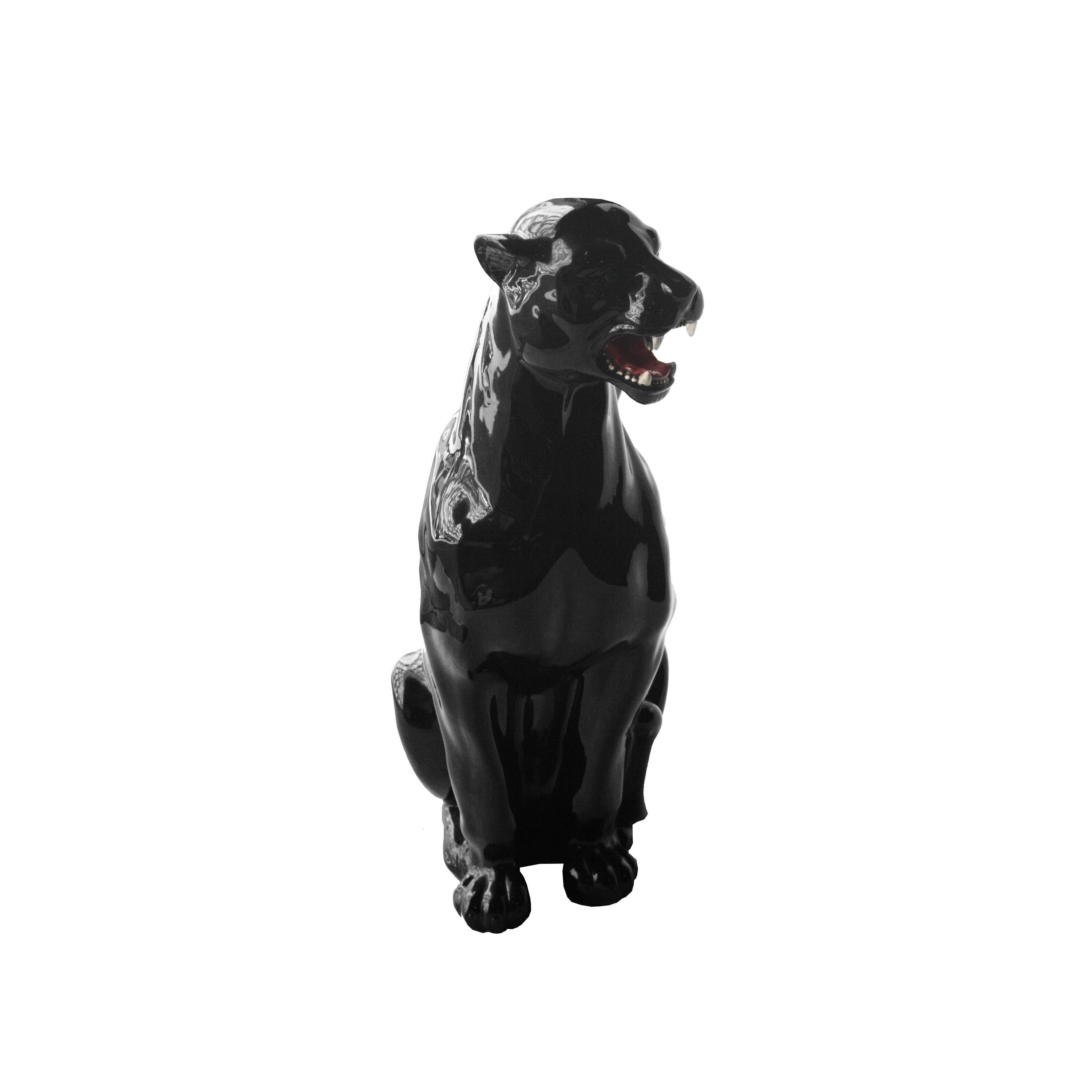 Italian ceramic glazed panther, made by hand.