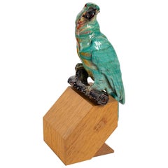 Antique Glazed Ceramic Parrot