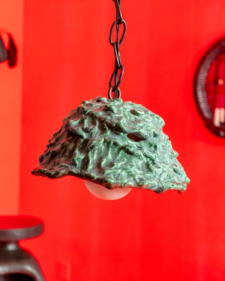 Glazed Ceramic Pendant Light by Ellen Pong For Sale at 1stDibs