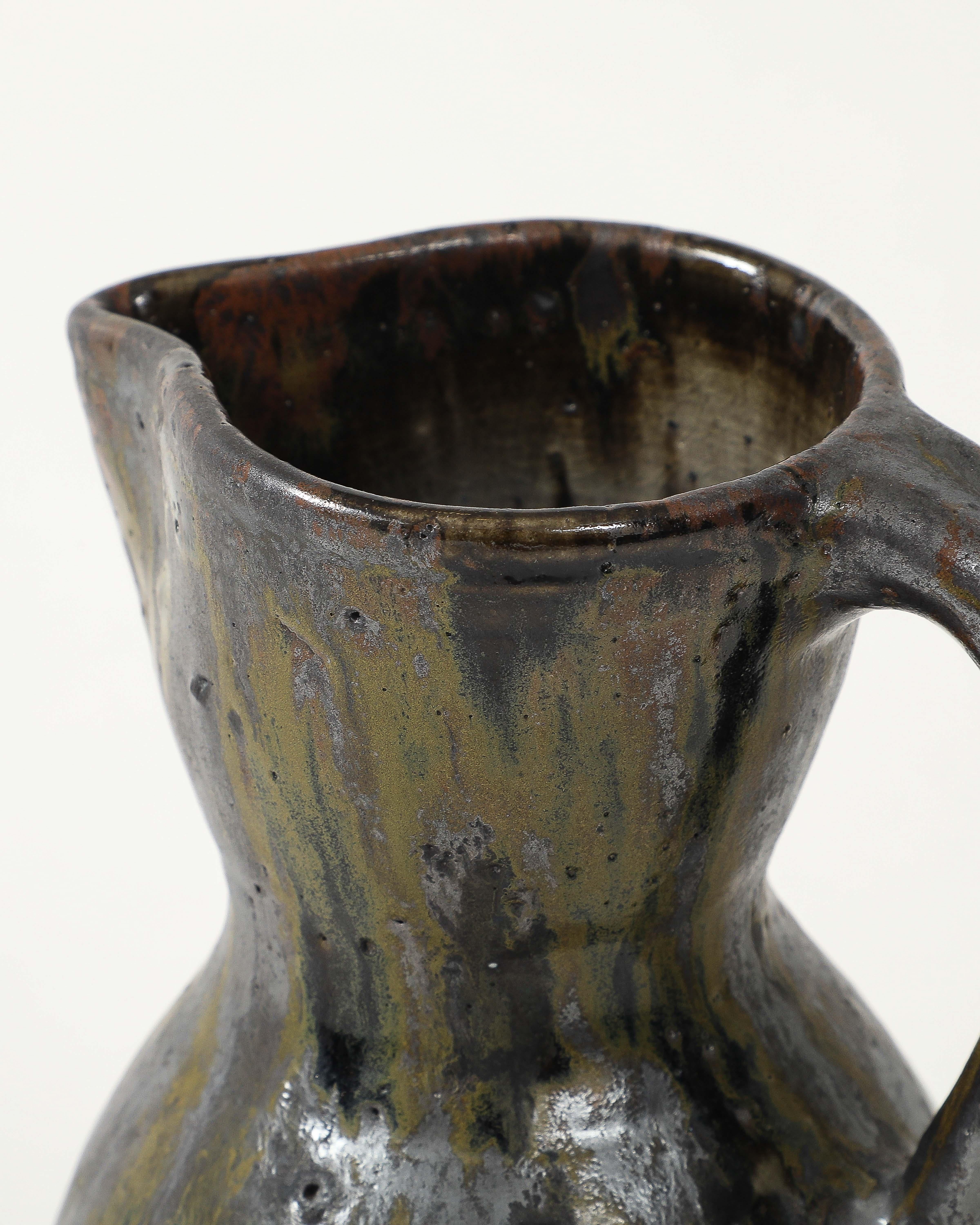 Jarra de cerámica vidriada de Jean Talbot, Francia, c. 1940 en venta 7