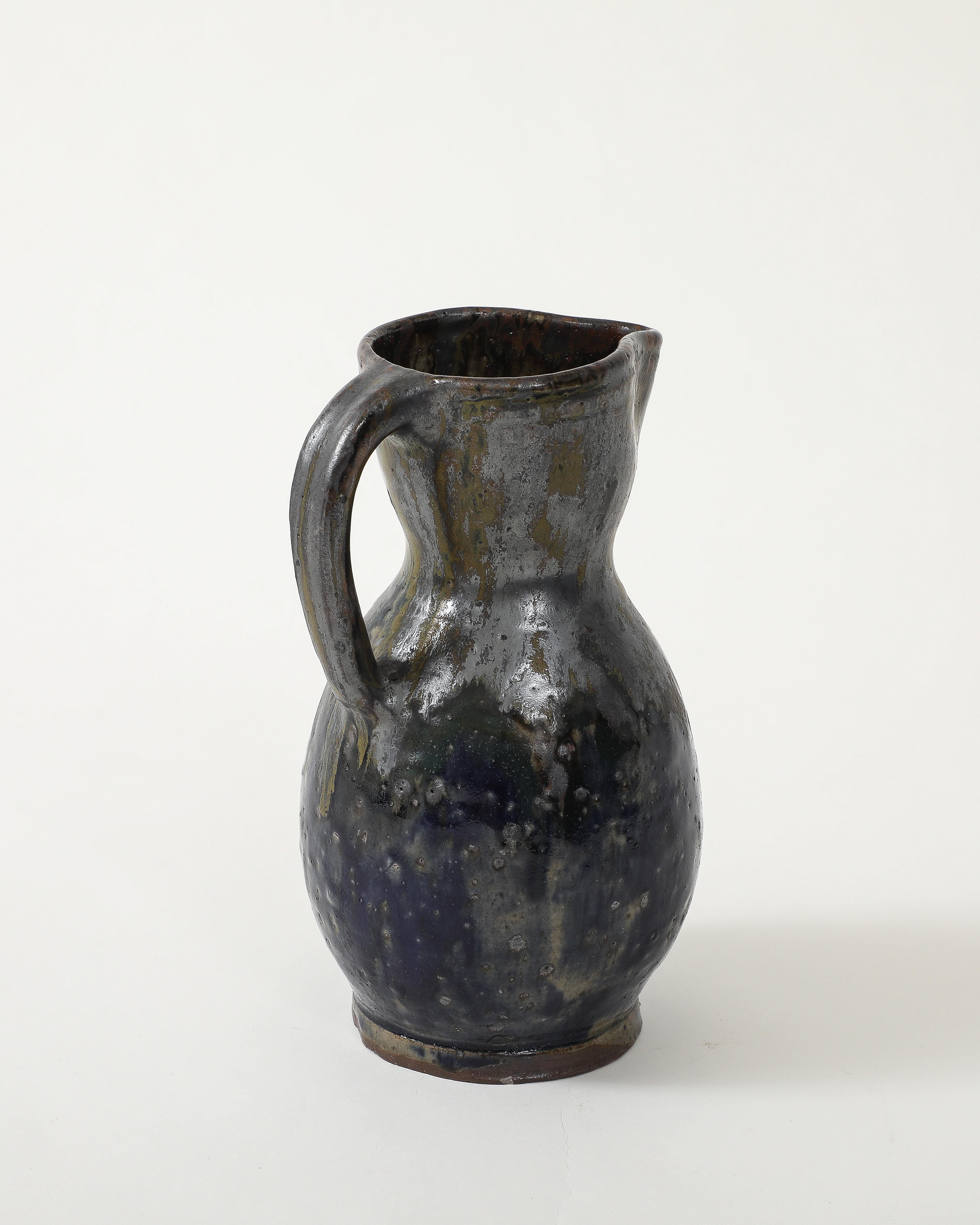 Metà XX secolo Brocca in ceramica smaltata di Jean Talbot, La Borne, Francia, 1940 ca. in vendita