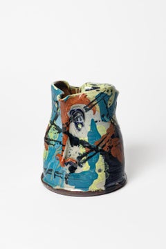 Krug aus glasierter Keramik von Michel Lanos, um 1990.