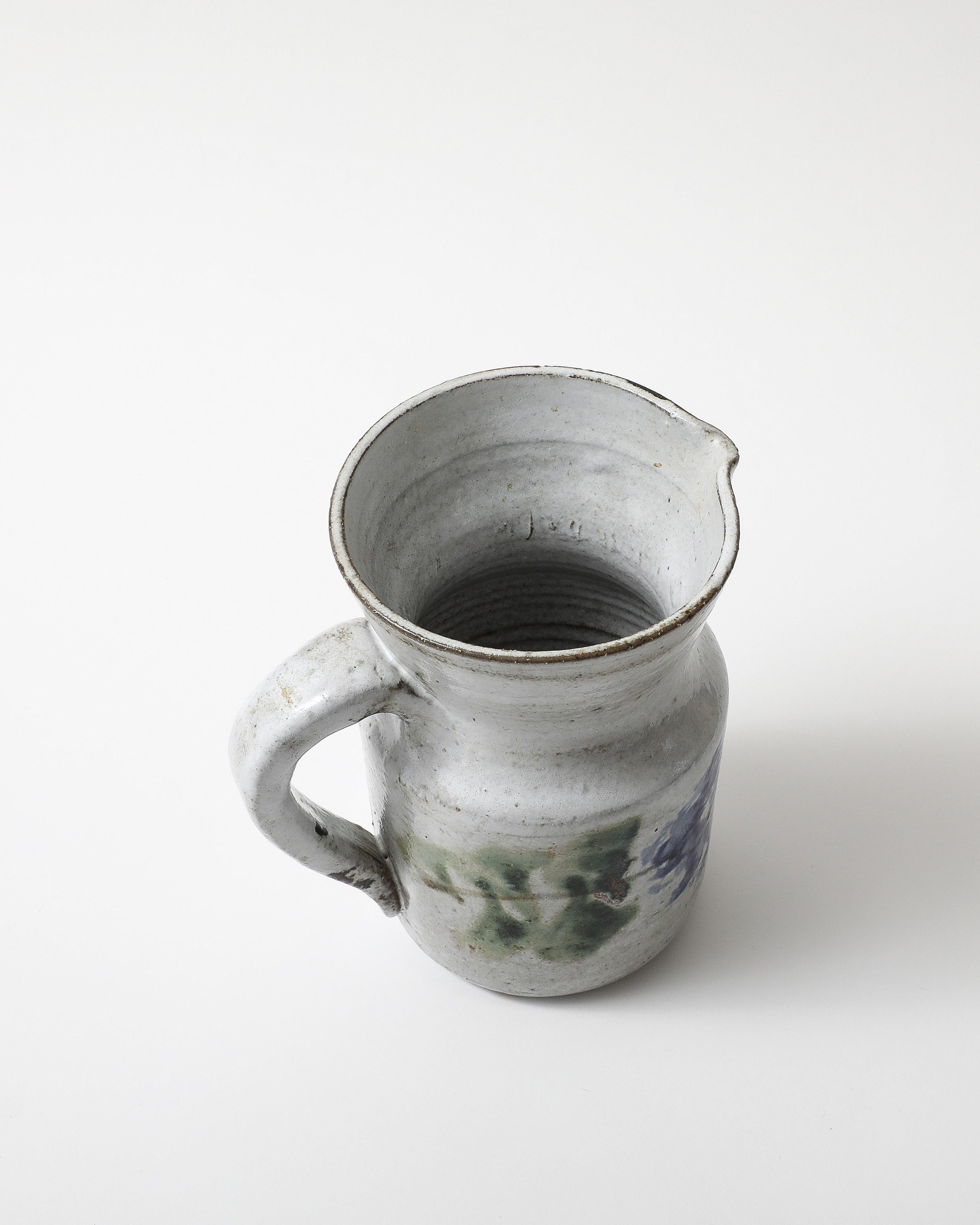 Glazed Ceramic Pitcher, France, c. 1960 In Excellent Condition For Sale In New York City, NY