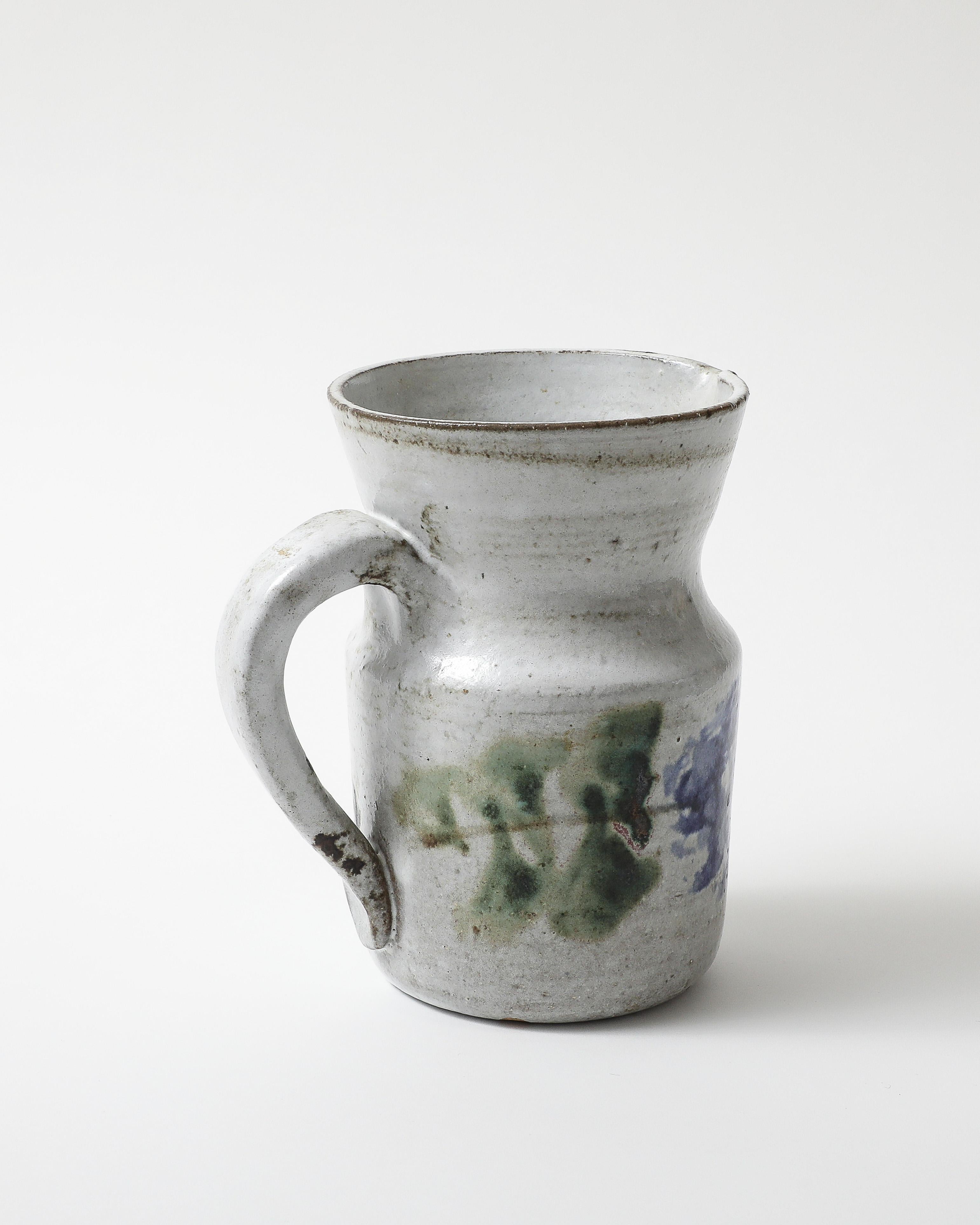 Mid-20th Century Glazed Ceramic Pitcher, France, c. 1960 For Sale