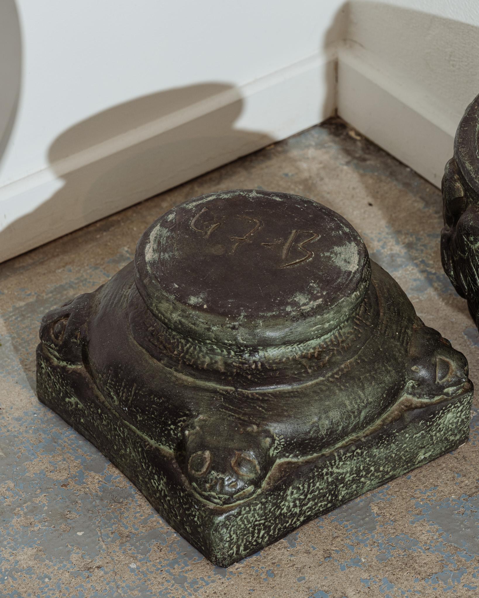 Ceramic Glazed ceramic planter and stand, 1970s For Sale