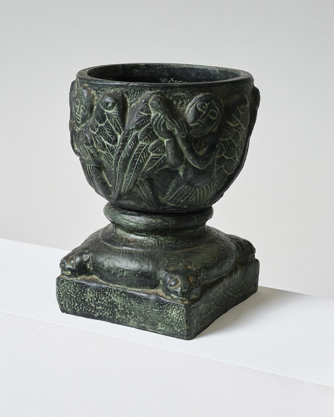 Glazed ceramic planter and stand, 1970s For Sale 2