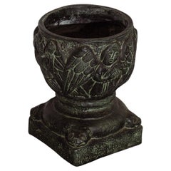 Glazed ceramic planter and stand, 1970s