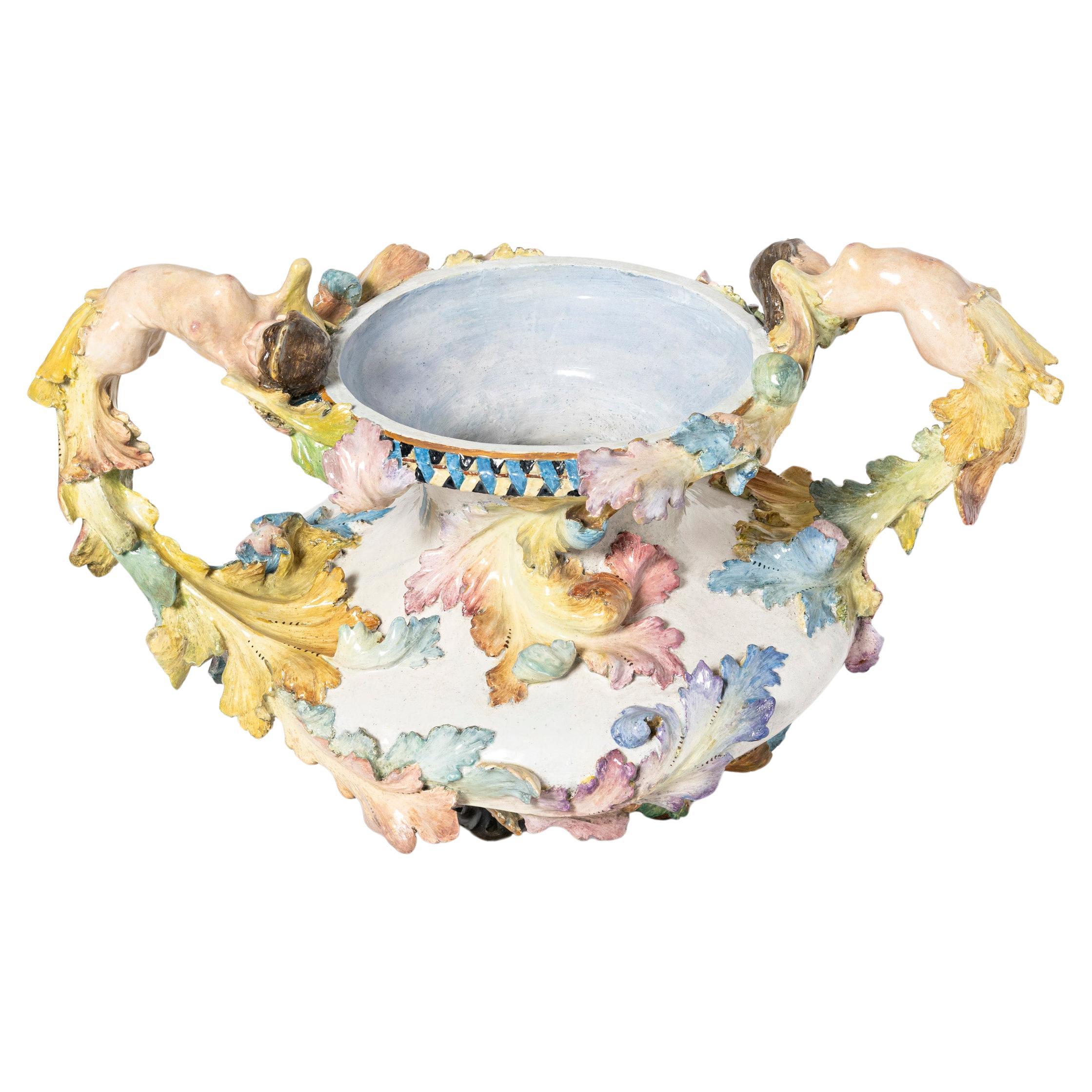 Glazed ceramic planter, Art Nouveau period, Italy, circa 1920.