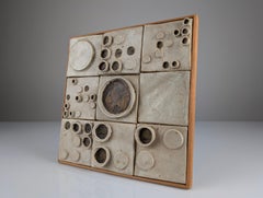 Glazed Ceramic Plaque with Abstract Relief Composition, 1970s