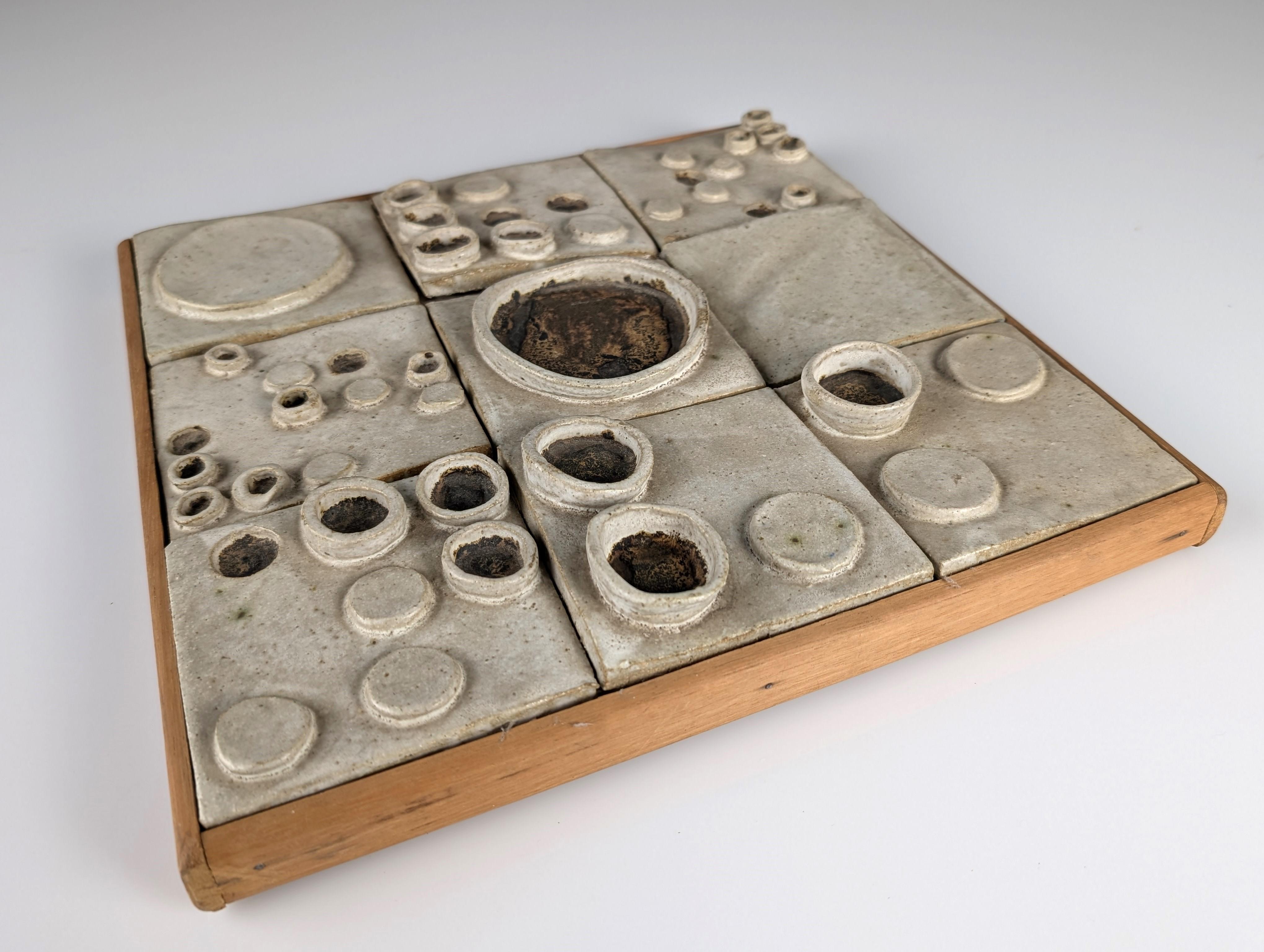 Glazed Ceramic Plaque with Abstract Relief Composition, 1970s 1