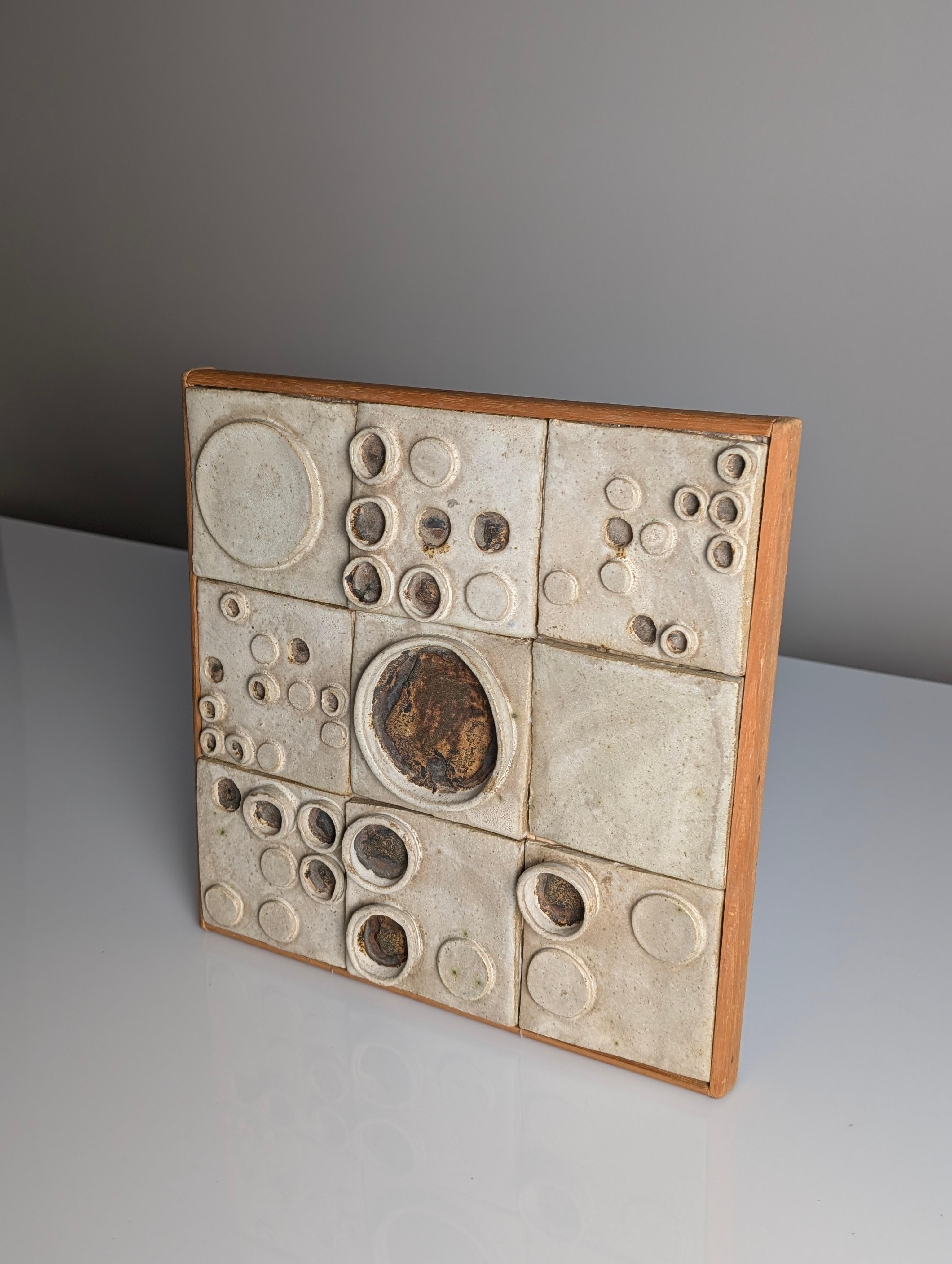 Glazed Ceramic Plaque with Abstract Relief Composition, 1970s 2