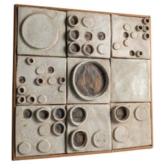 Glazed Ceramic Plaque with Abstract Relief Composition, 1970s