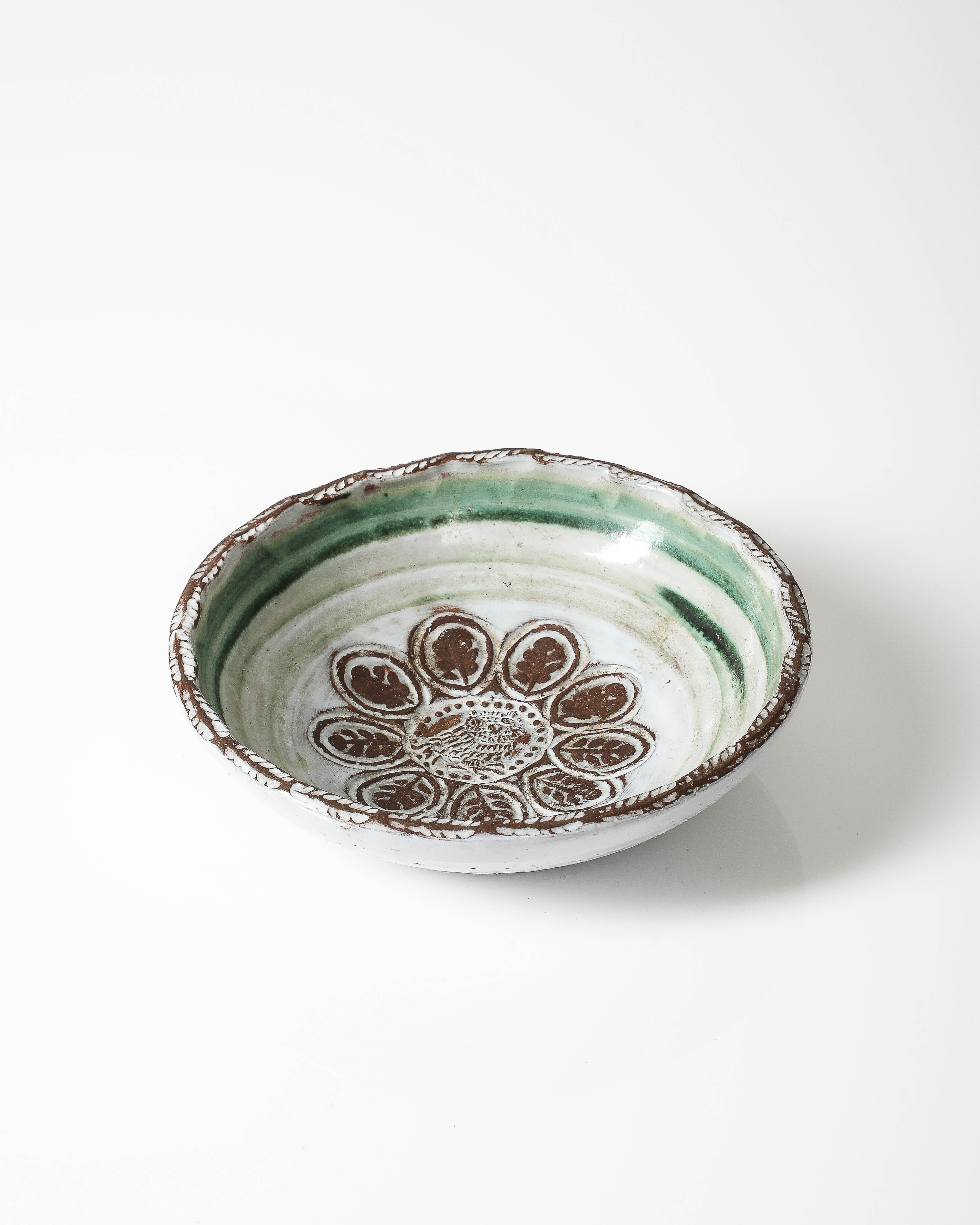 Francese Piatto in ceramica smaltata di Albert Thiry, Francia, c.C. 1970 in vendita