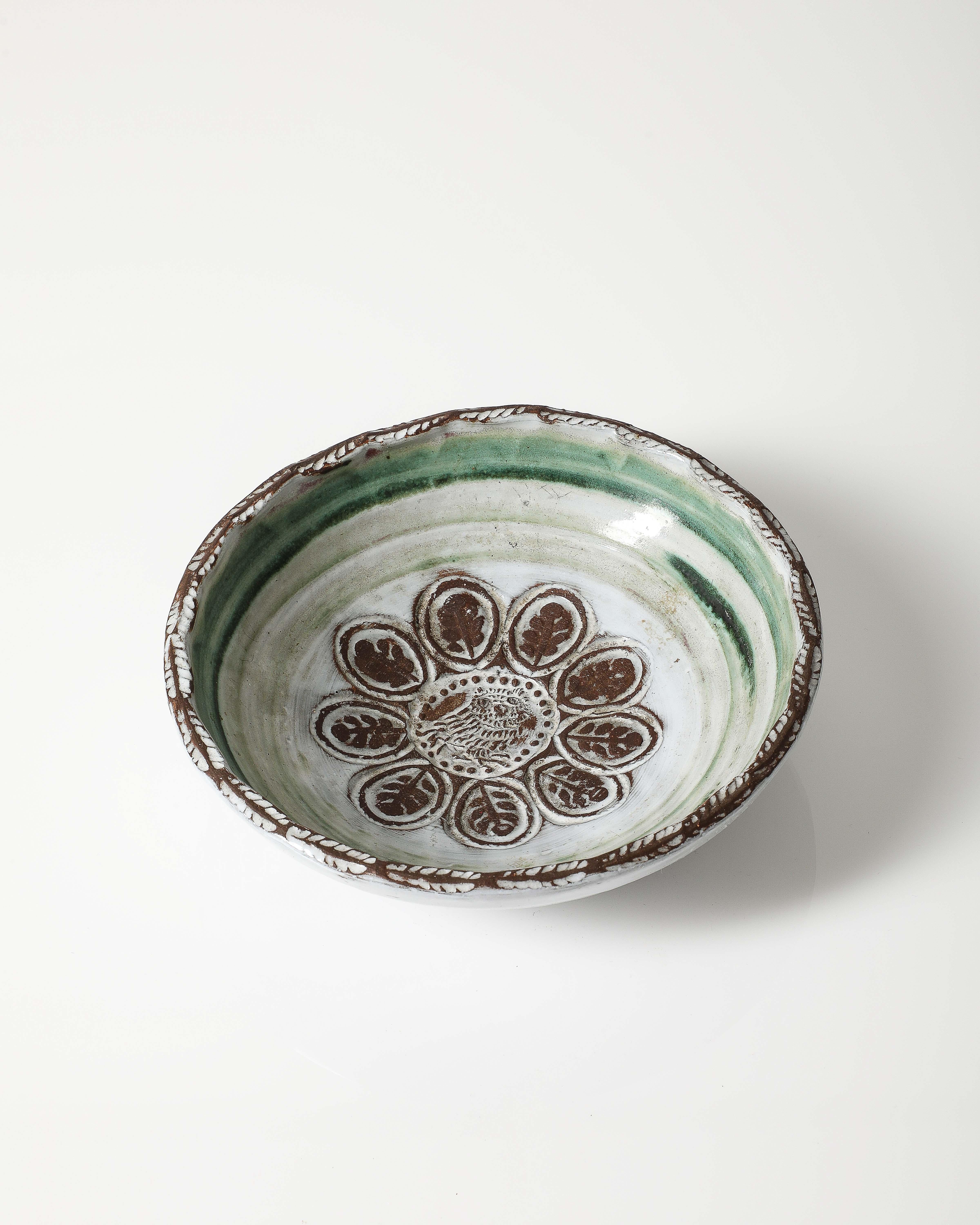 Smaltato Piatto in ceramica smaltata di Albert Thiry, Francia, c.C. 1970 in vendita