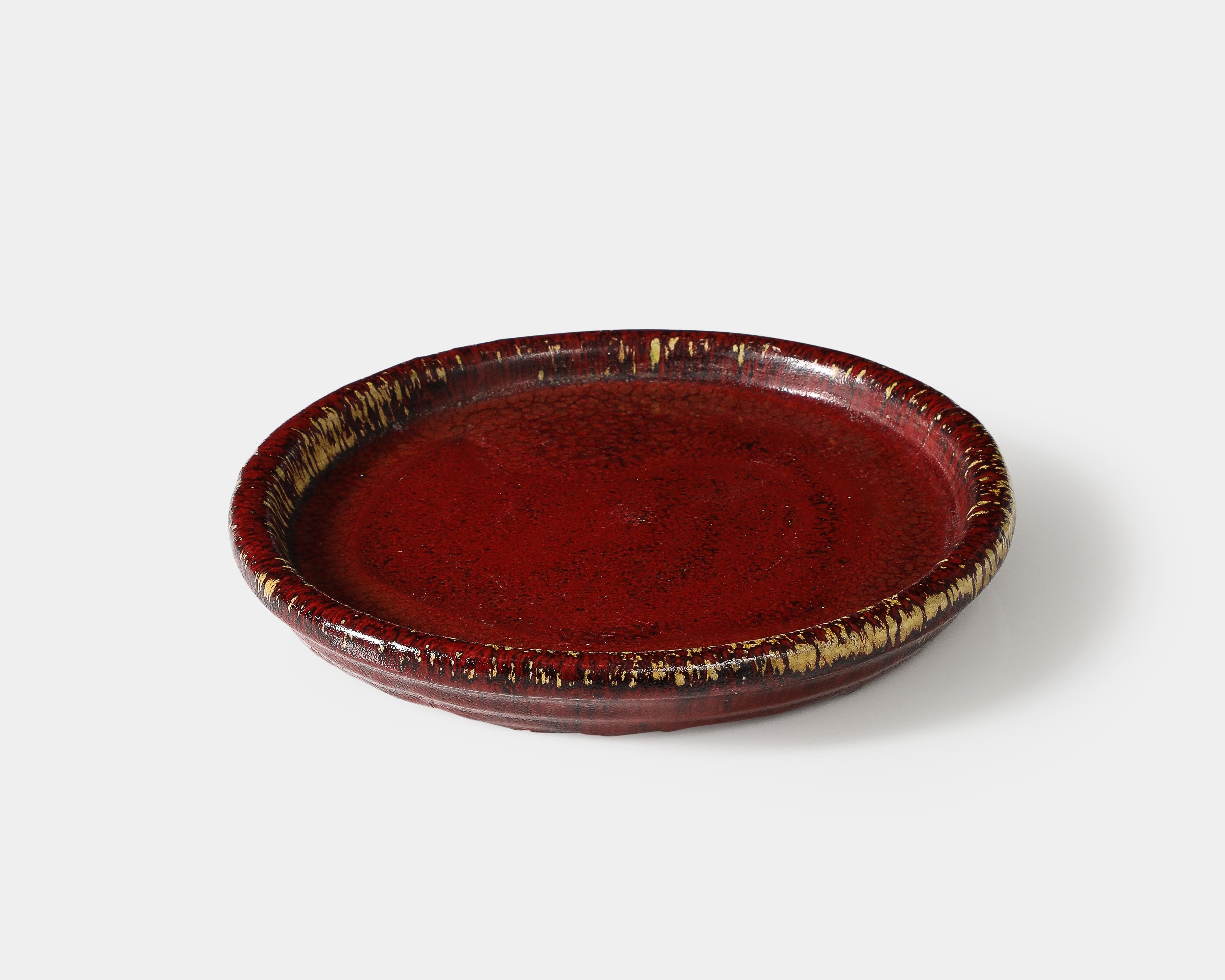 Metà XX secolo Piatto in ceramica smaltata di Hoganas, Svezia, 1960 ca. in vendita