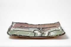 Glazed ceramic plate by Michel Lanos, circa 1980