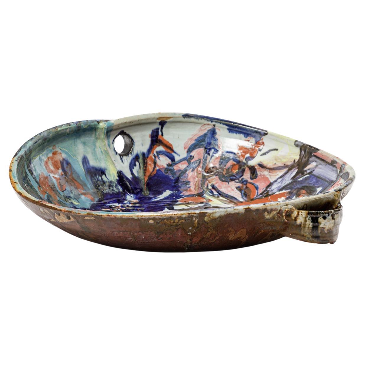 Glazed ceramic plate by Michel Lanos