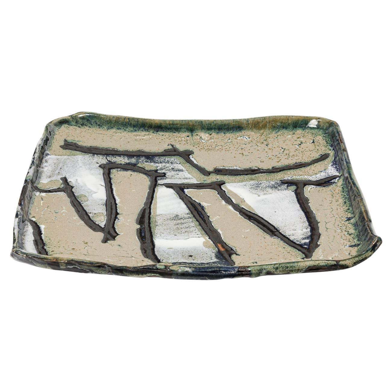 Glazed ceramic plate by Michel Lanos