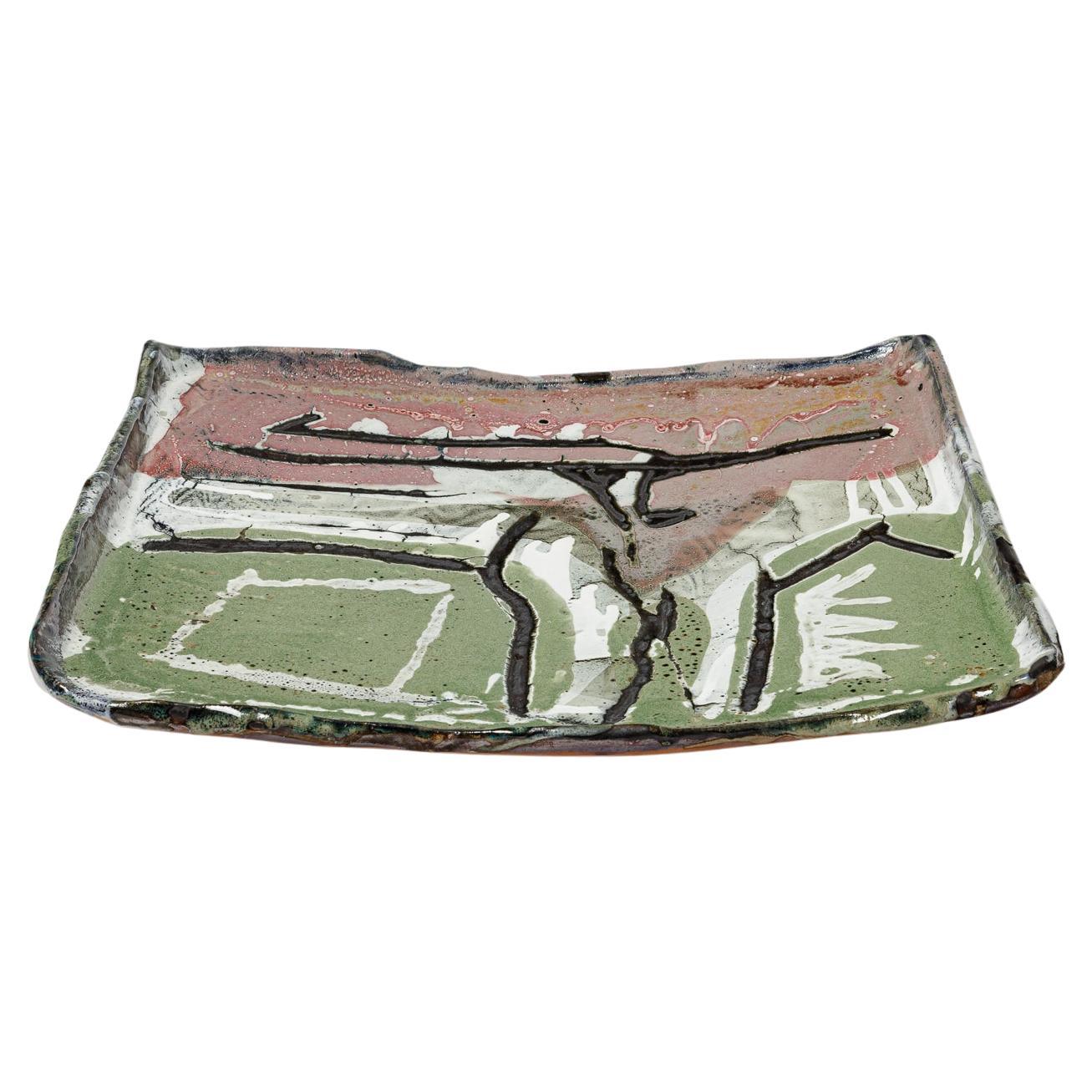 Glazed ceramic plate by Michel Lanos