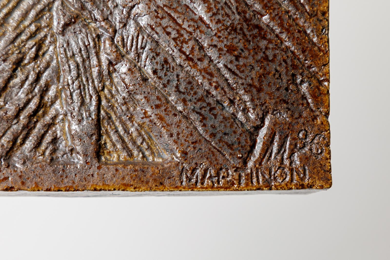 Glazed ceramic plate by Pierre Martinon, 1995. In Excellent Condition For Sale In Saint-Ouen, FR