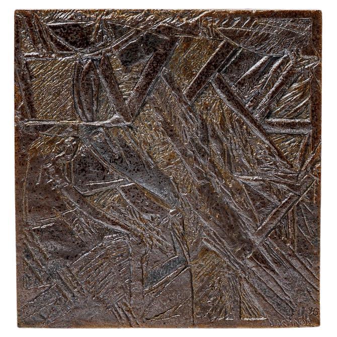 Glazed ceramic plate by Pierre Martinon, 1995.