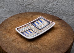 Glazed Ceramic Plate/Vide Poche in the Style of Guido Gambone, Italy, c. 1960