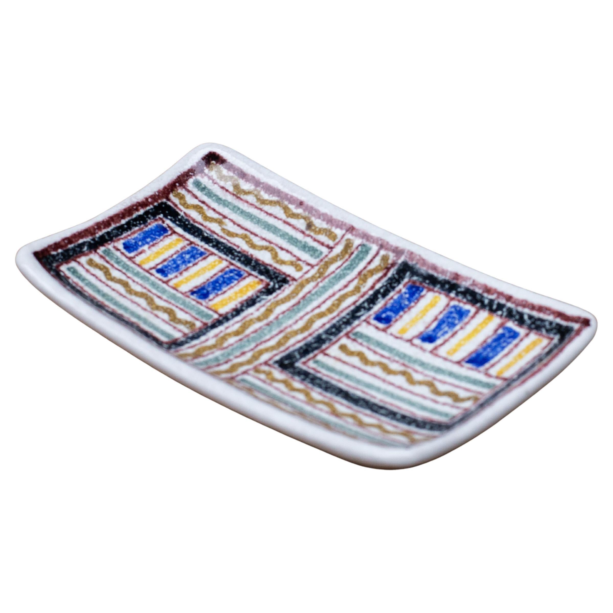 Glazed Ceramic Plate/Vide Poche in the Style of Guido Gambone, Italy, c. 1960