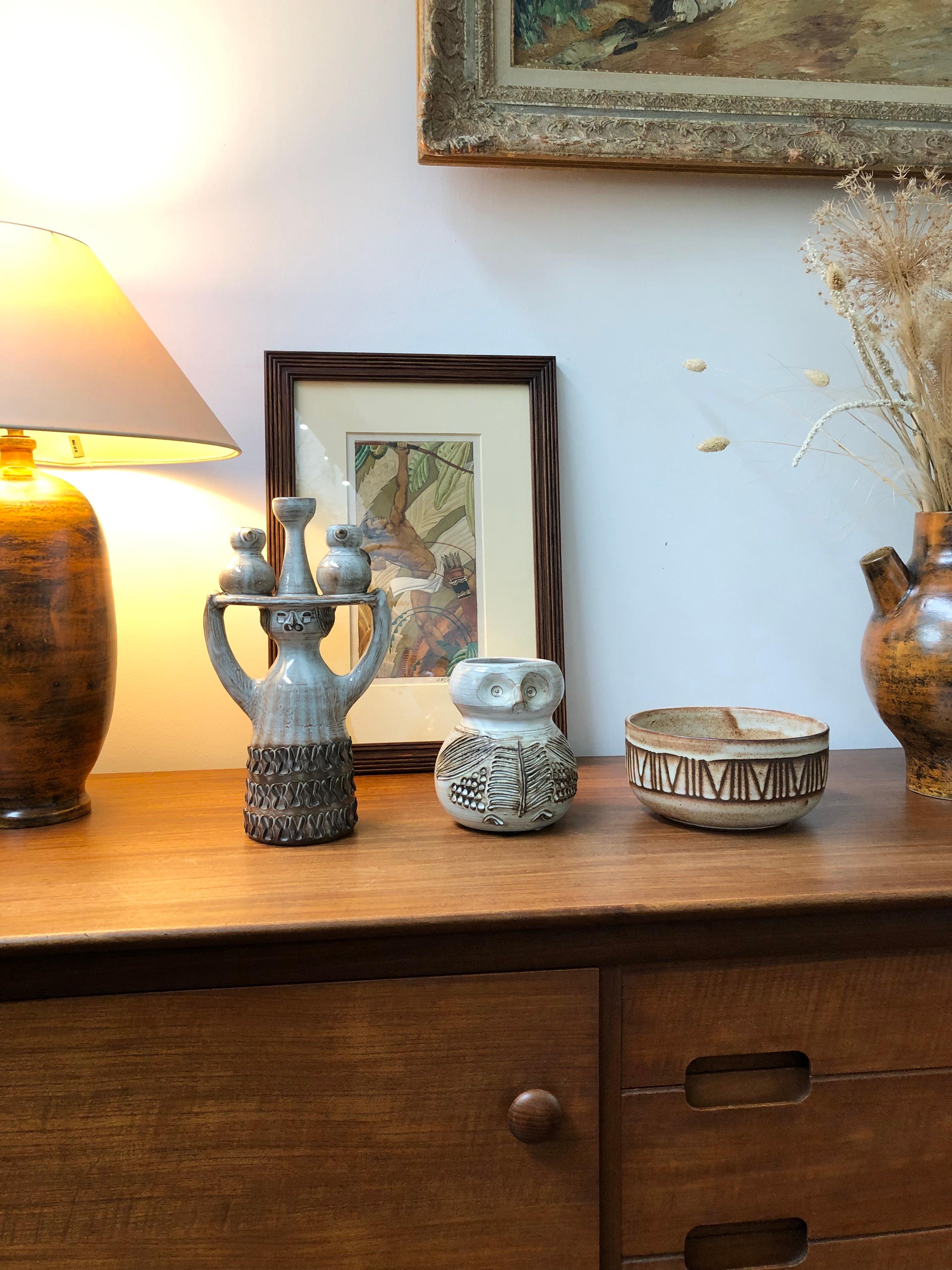 Porteuse de poterie en céramique émaillée de Jacques Pouchain / Atelier Dieulefit 6