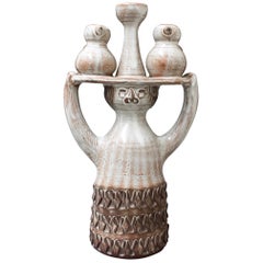 Porteuse de poterie en céramique émaillée de Jacques Pouchain / Atelier Dieulefit