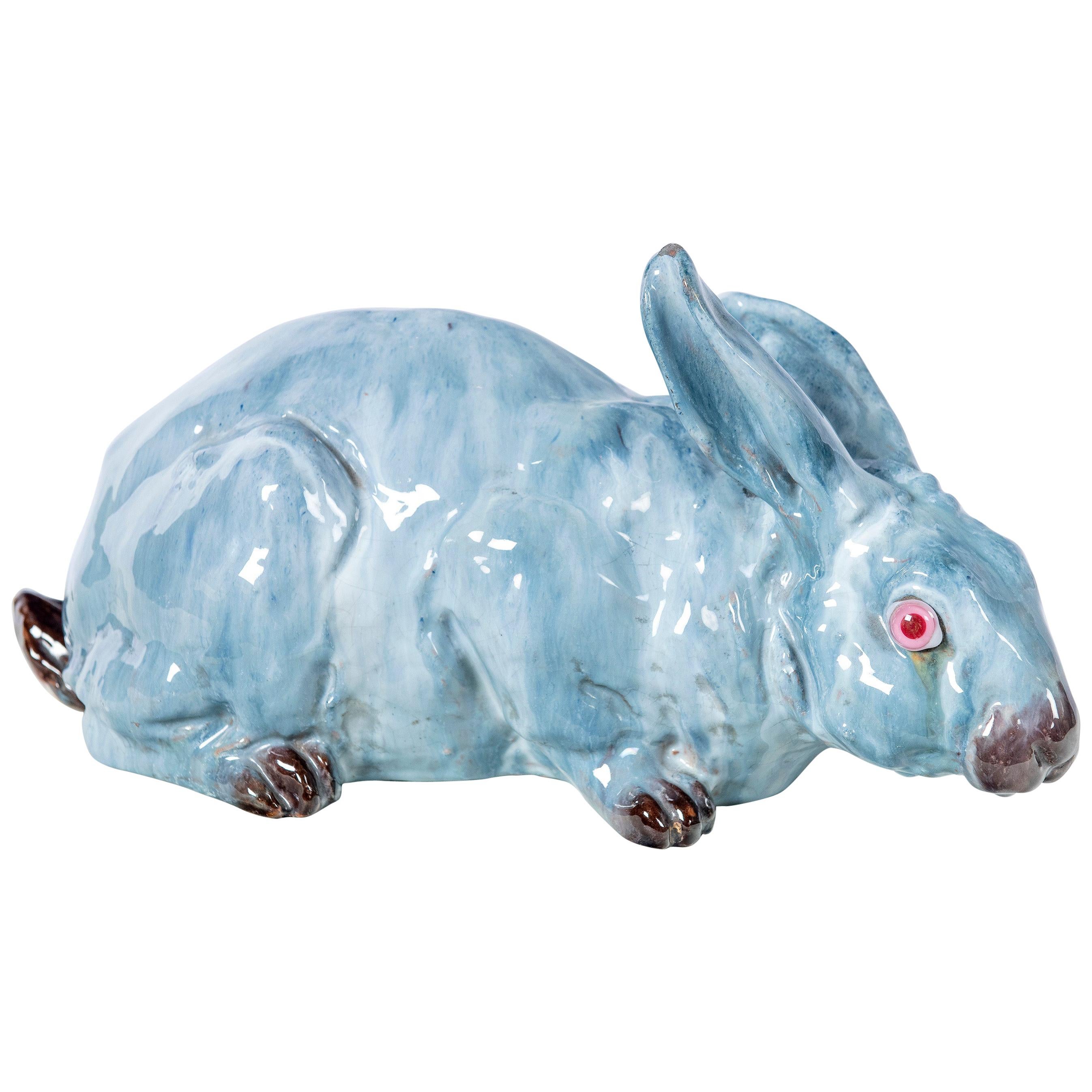 Glazed Ceramic Rabbit, France, Early 20th Century