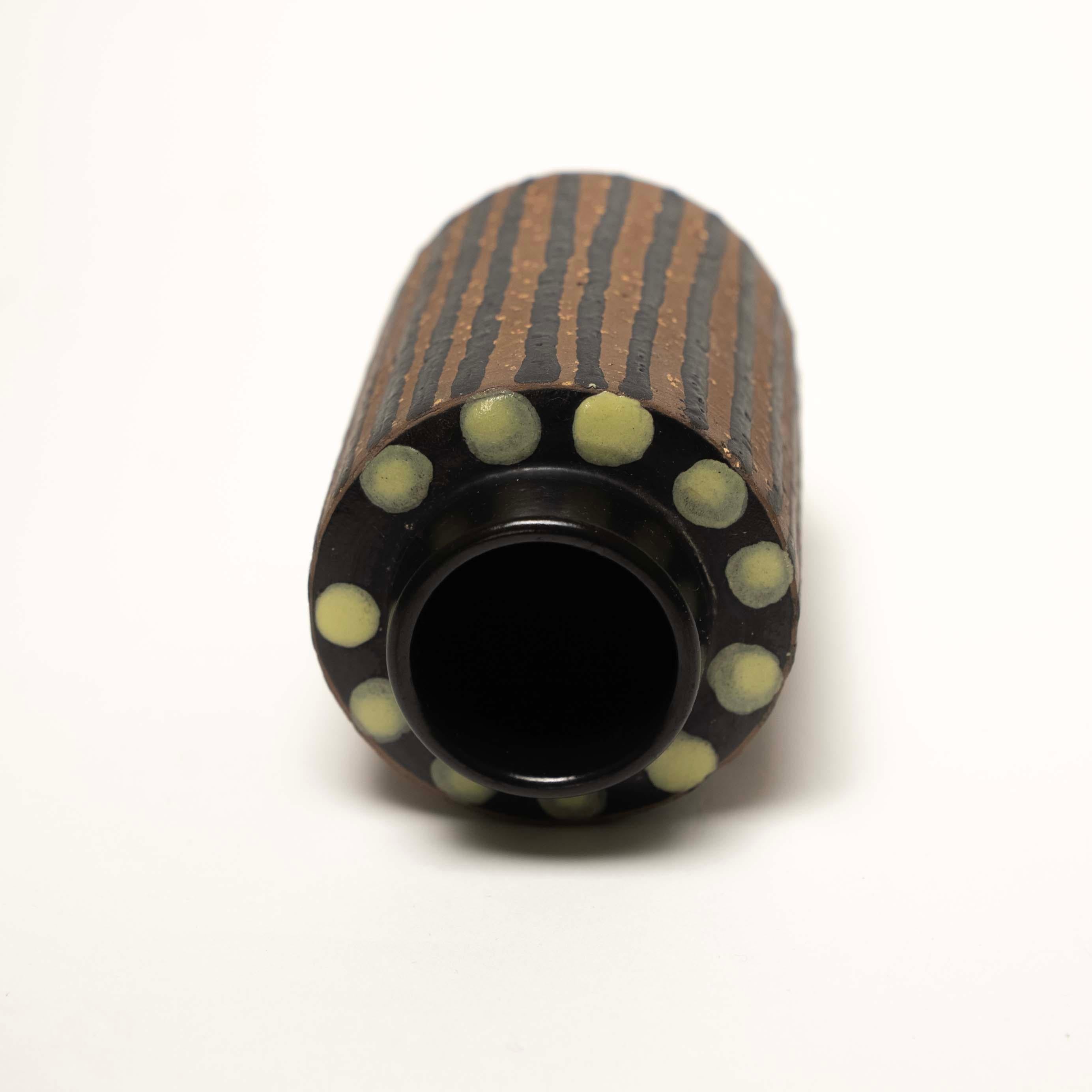 Scandinavian Modern Glazed Ceramic “Ringo” Vase by Mari Simmulson for Upsala Ekeby, Sweden, c. 1965 For Sale