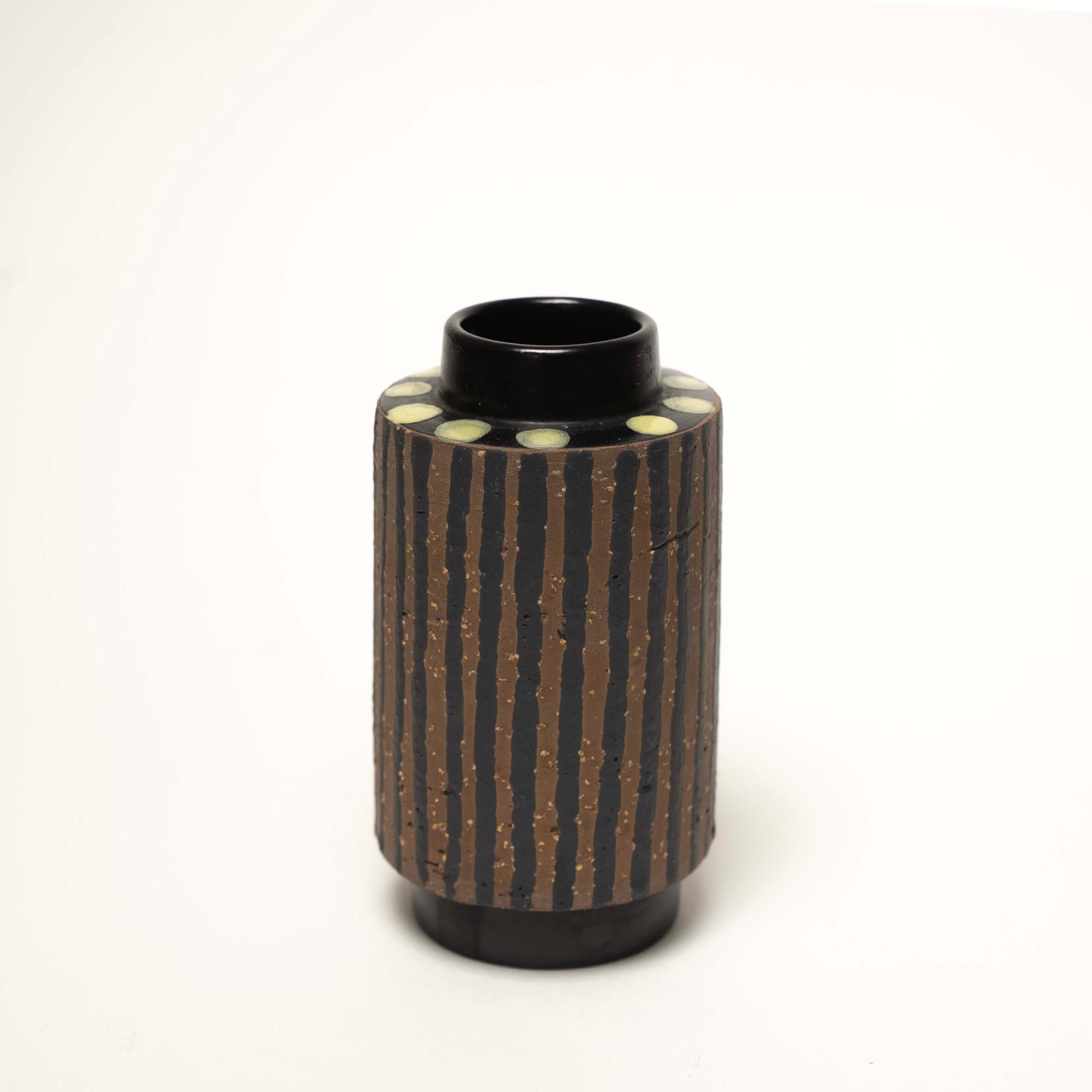 Swedish Glazed Ceramic “Ringo” Vase by Mari Simmulson for Upsala Ekeby, Sweden, c. 1965 For Sale
