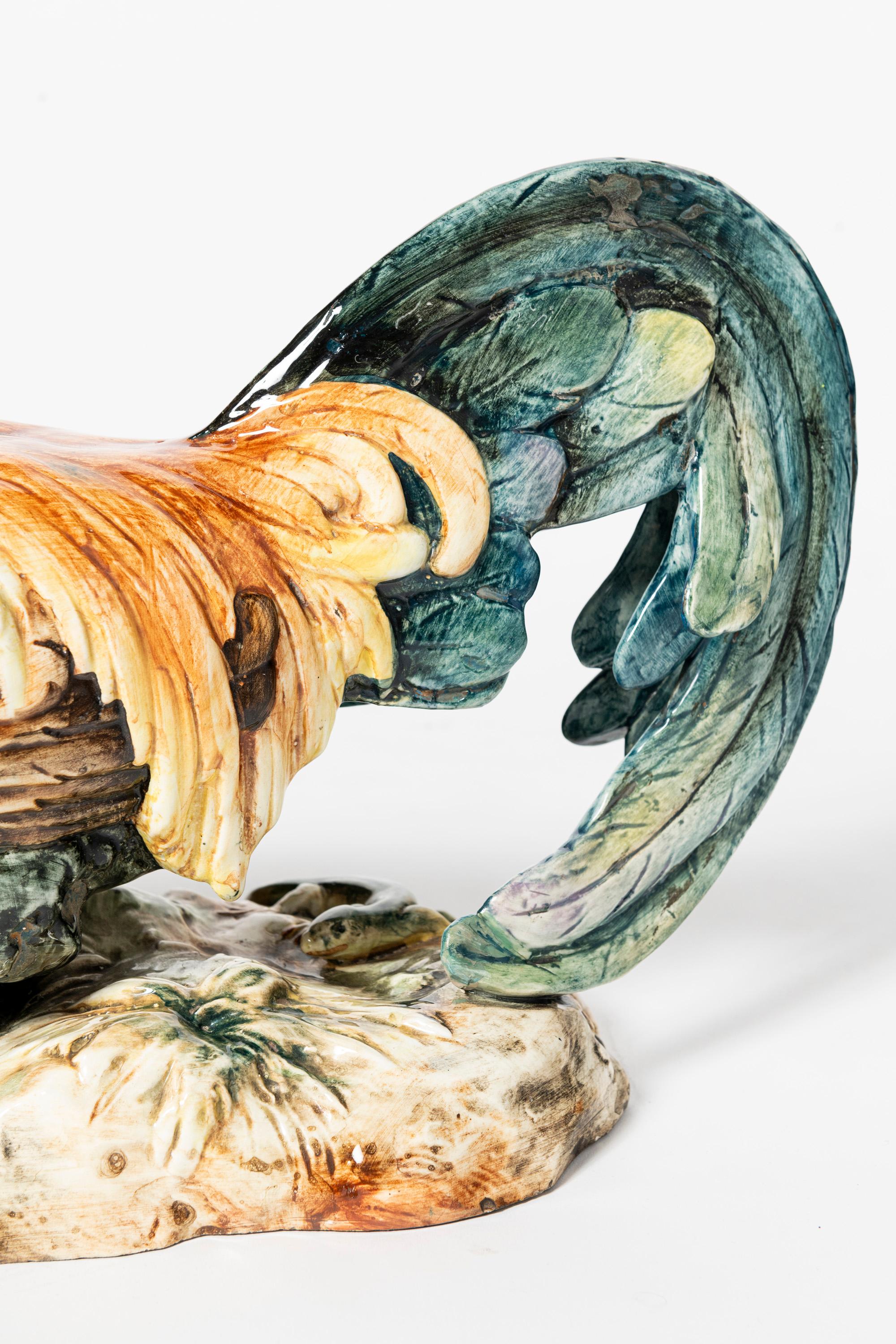 Céramique Coq en céramique émaillée. Tchèque, début du XXe siècle. en vente