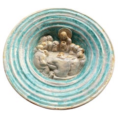 Glazed Ceramic & Sculptural Wall Dish Christ Last Supper Vally Wieselthier Style