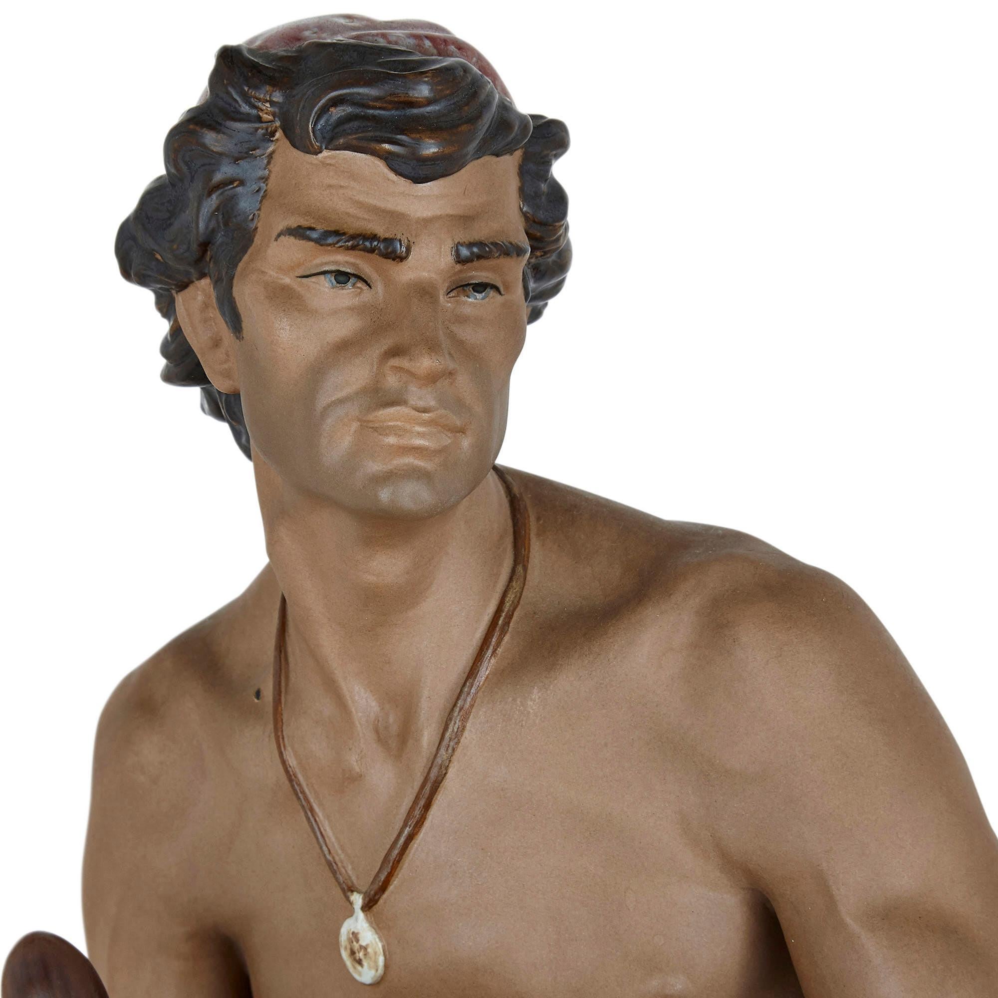 Escultura de cerámica esmaltada de un timonel del fabricante español Lladró siglo XX en venta