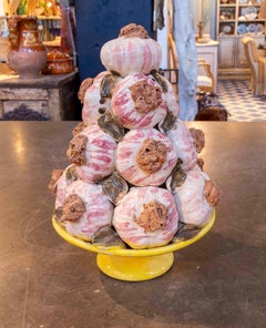Glazed Ceramic Sculpture of Stacked Garlic Cloves, Hand-Painted, 1970