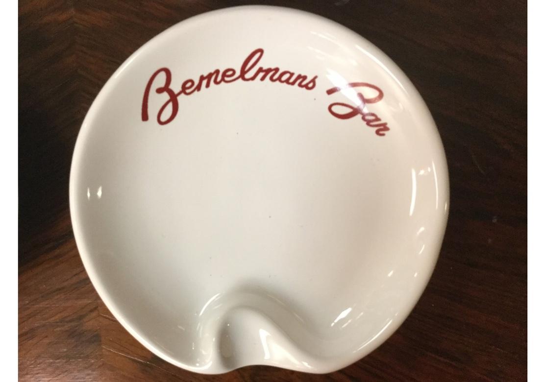 Late 20th Century Glazed Ceramic Set of Four Bemelman's Bar Ashtrays New York For Sale