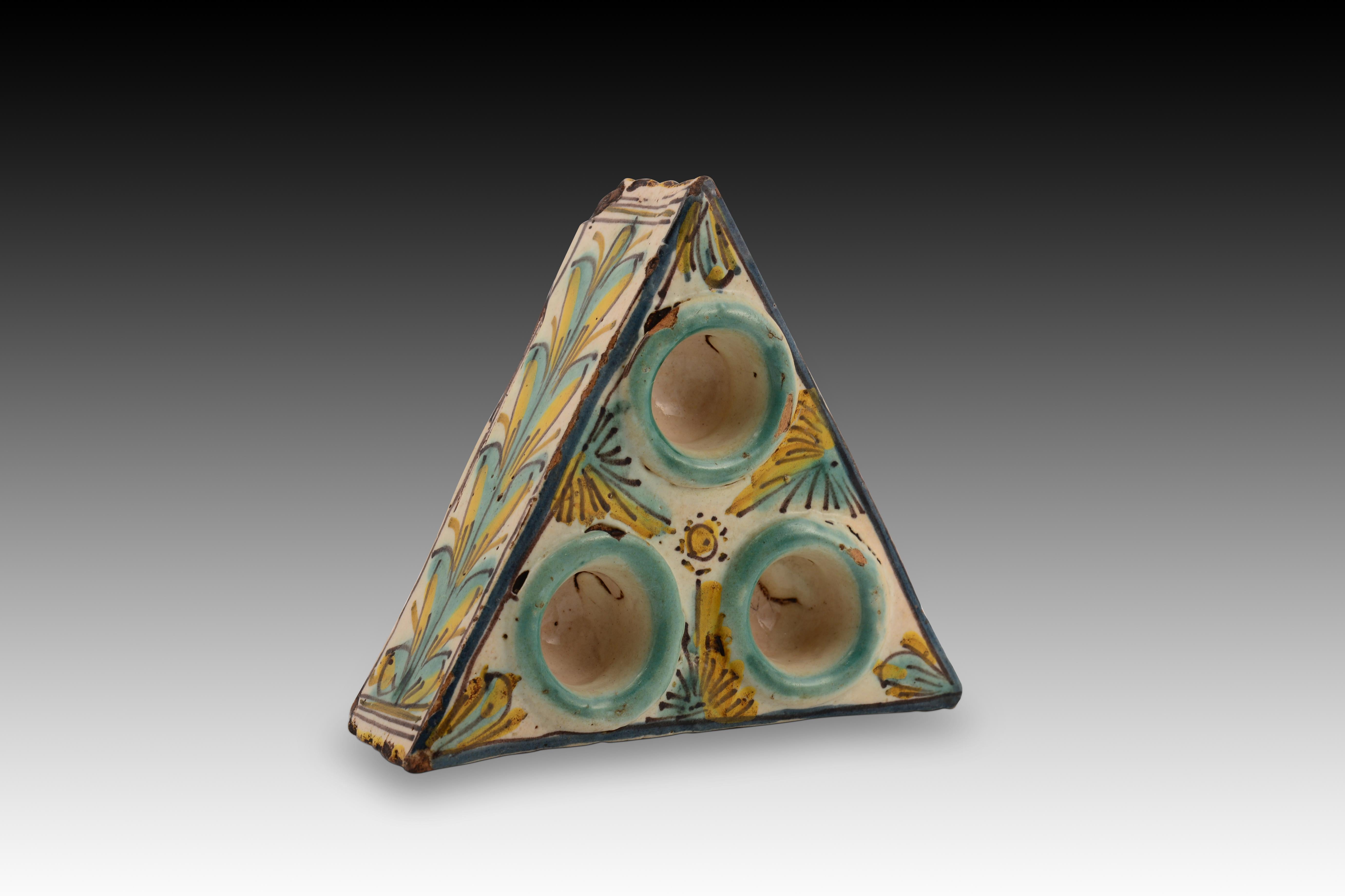 Spanish Glazed ceramic spice rack. Talavera de la Reina, 18th century.  For Sale